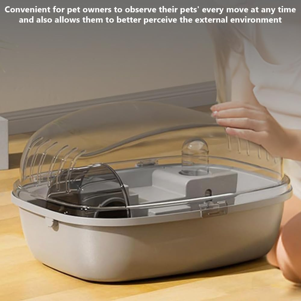 Panoramic Hamster Cage, Fully Equipped Mouse Basket Kit, Easy Clean Cricetinae Coop, Removable and Washable, for Dwarf & Syrian Rat (Starlight Gray)