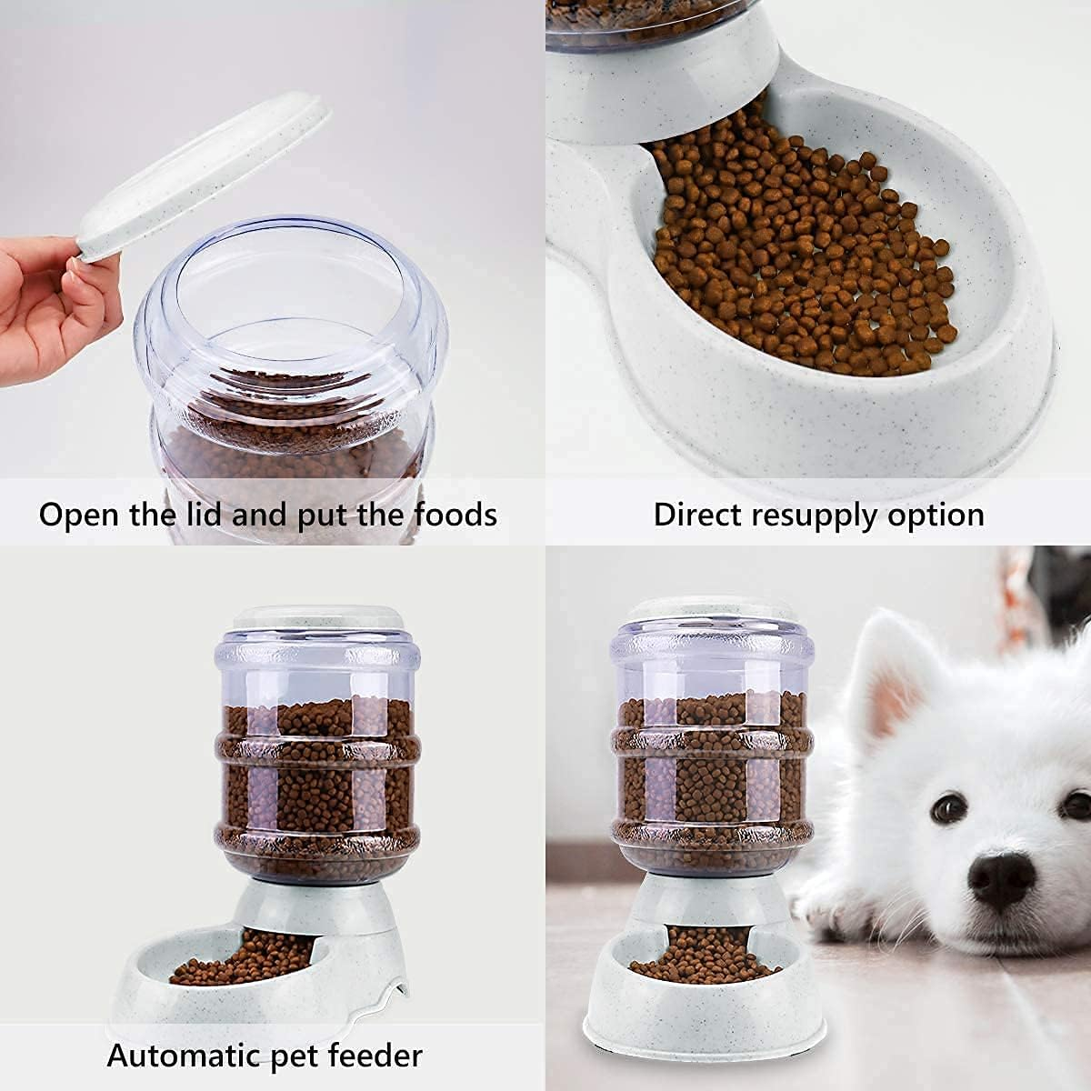 ISTARA Plastic Pet Food Dispenser 3.8L Large Capacity Self-Dispensing Gravity Pet Feeder Cat Dog Feeding Bowl Automatic Feeding Pet Supplies Cat Food Dispenser, 12 X 10 X 14 Cm