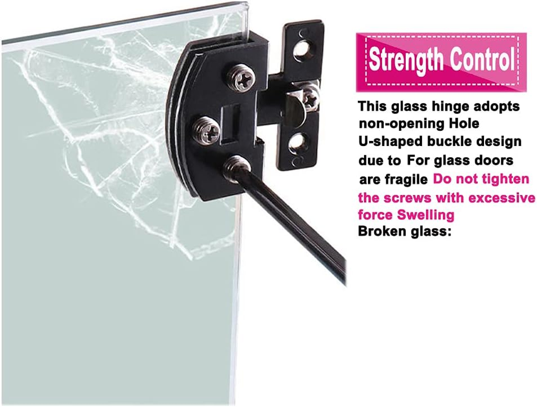 [2 Pieces] Cabinet Door Hinge Bathroom Cabinet Frameless Glass Door Hinge Display Cabinet 90 Degree Hinge for 5-7Mm Glass Door (Black) - Silver image number 3