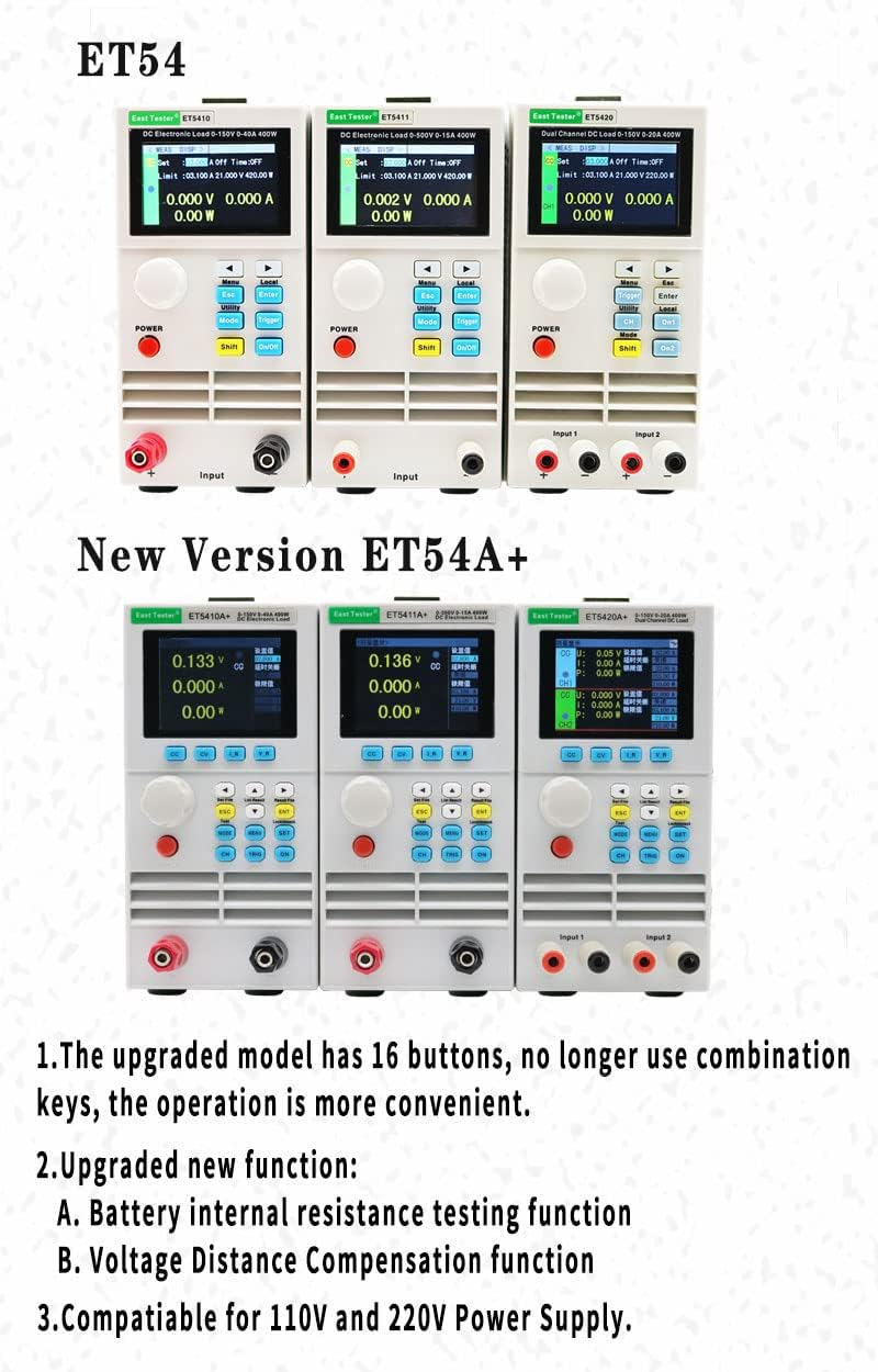 East Tester 400W Electronic Load Tester 0-150V,0-20A*2, Double Channels Battery Tester,Supply Software，Et5420A+ image number 5