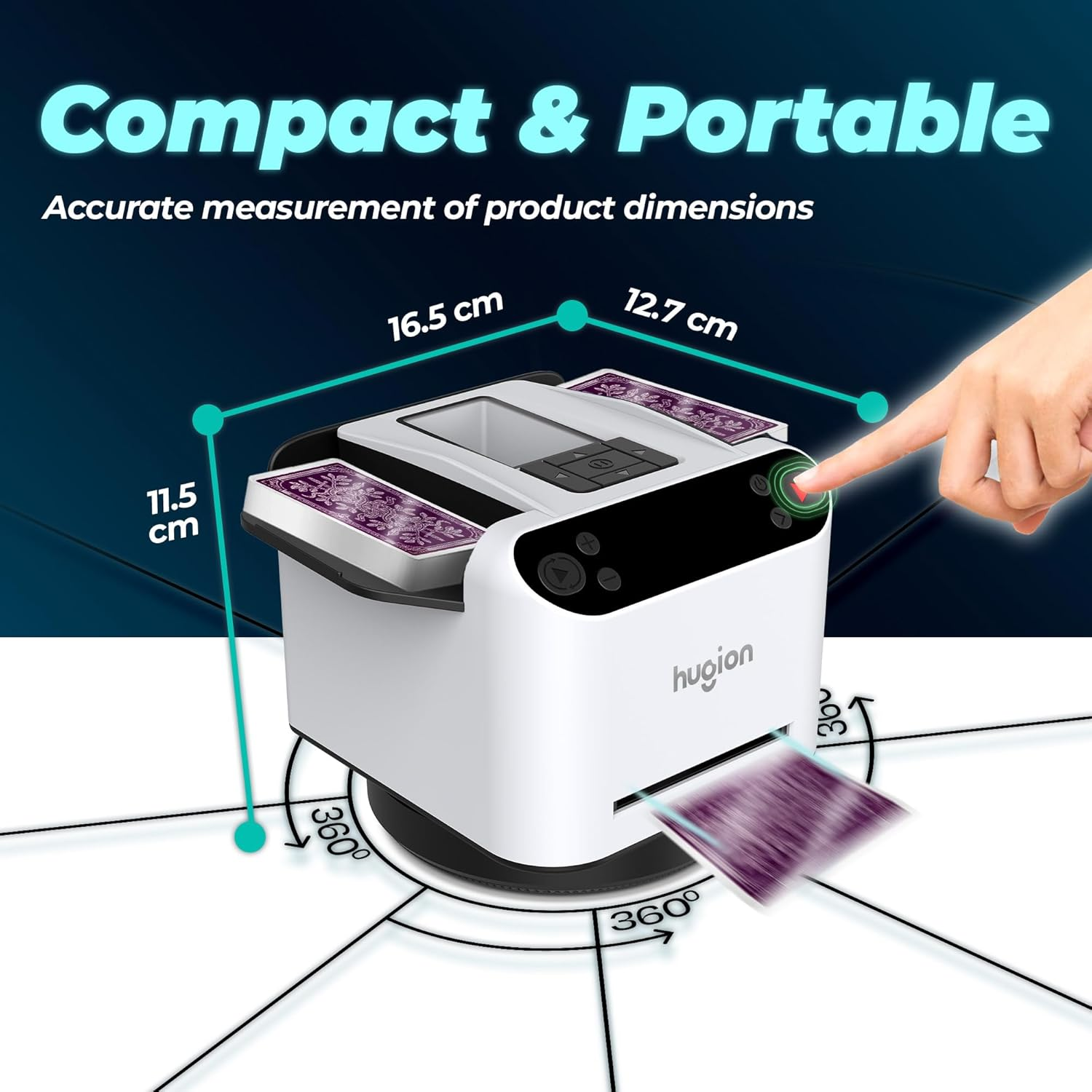 2-In-1 Automatic Card Shuffler and Dealer &ndash; Programmable 360&deg; Card Shuffler Machine with 4 Wireless Remotes &ndash; Supports 12 Players &ndash; Compatible with UNO, Poker, Monopoly, Phase 10, Flip 7 & Board Games image number 4