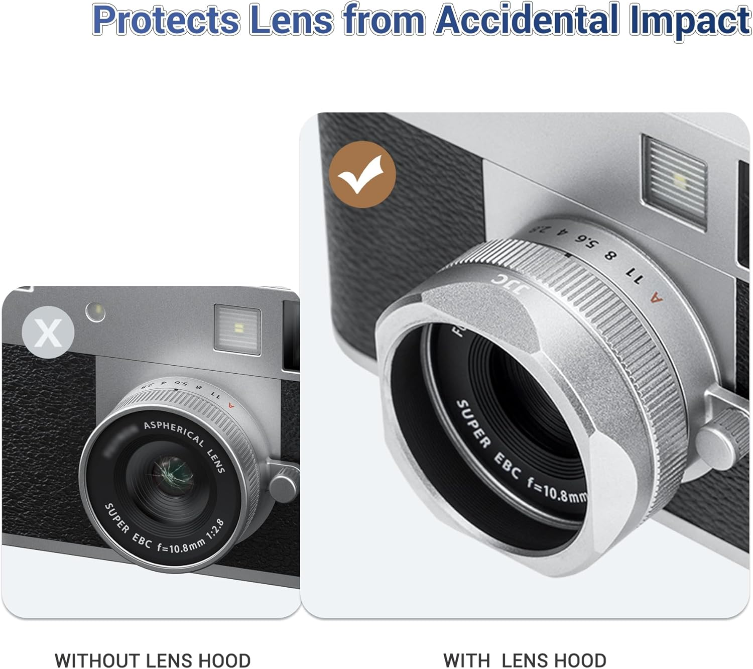 Metal Square X Half Lens Hood Sun Shade with Lens Cap for Fuji Fujifilm X Half Xhalf Digital Camera, Protective Cover Shading Hood Protector, Block Stray Light Reduce Flare - Silver image number 4