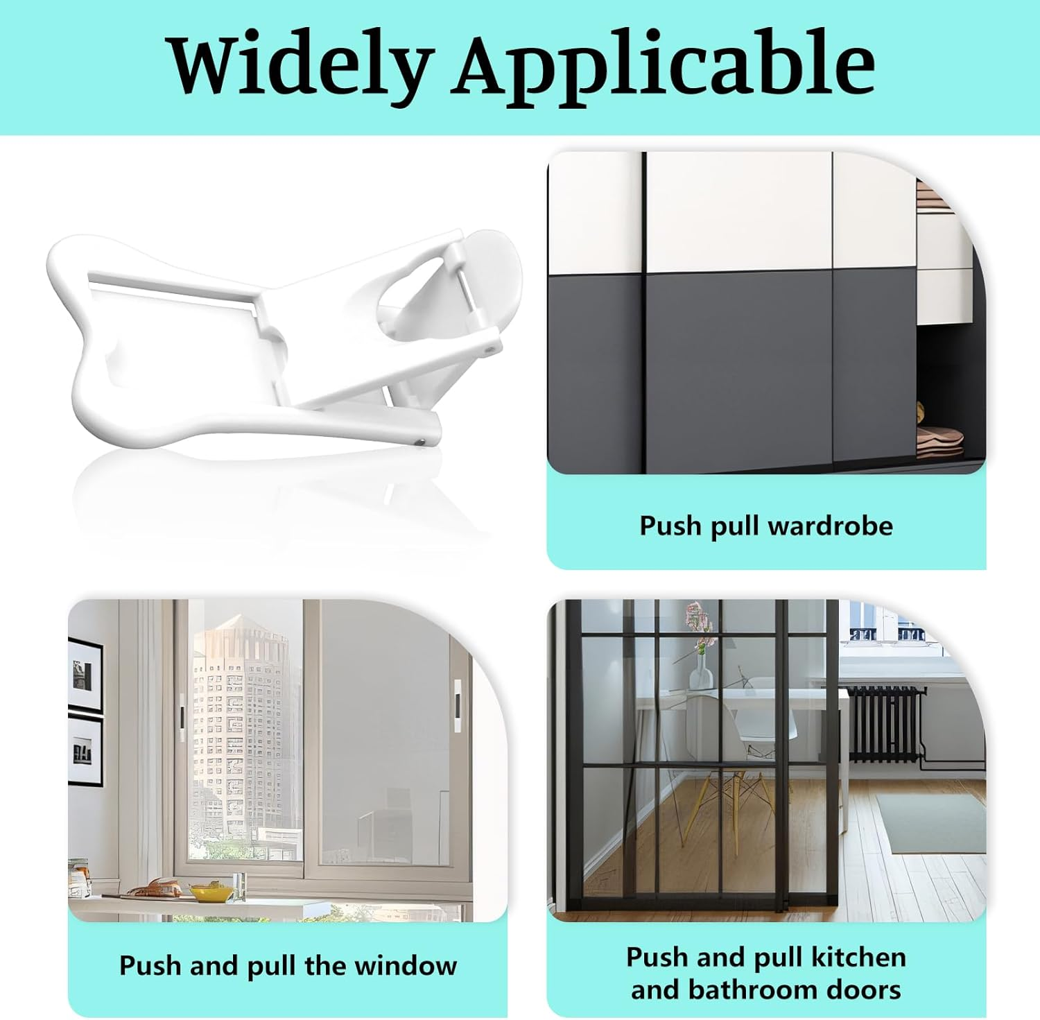 Baby Proofing Sliding Door Lock &ndash; 4-Pack Child Safety Locks for Sliding Glass Doors, Cabinets & Windows, No-Drill, Adhesive Security Latches for Kids & Pets