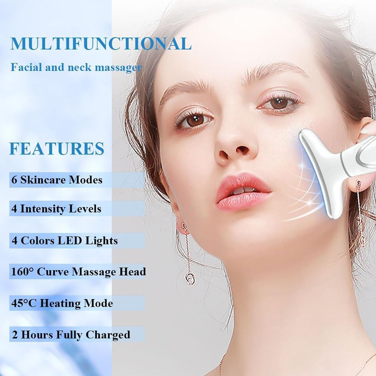 BEAUTY Face Massager with Cooling Mode, 6 Skin Care Tools with 4 Light Sources, EMS Microcurrent Red Light Therapy, Household Facial Carving Tools, Female Gifts image number 2