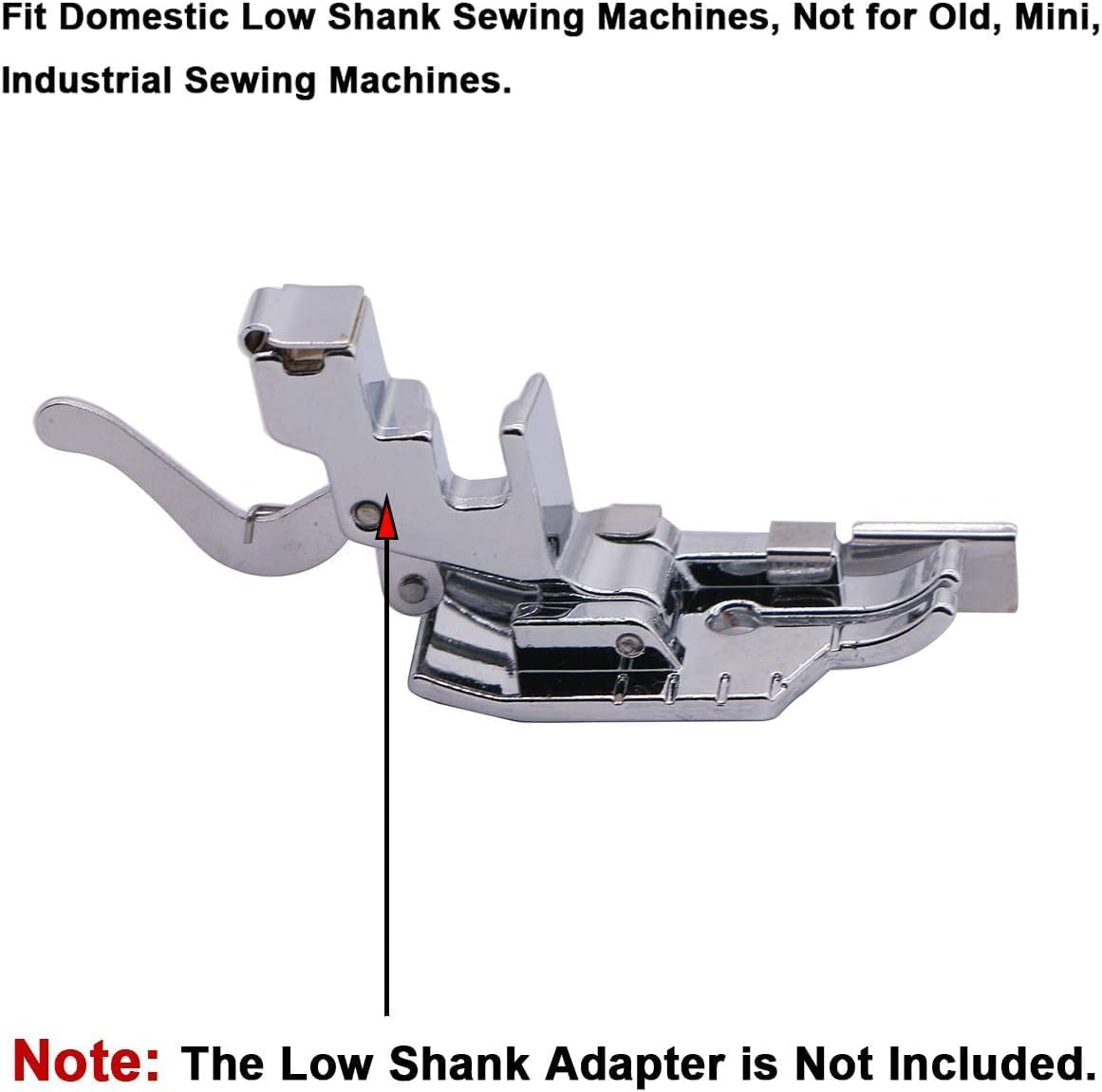 1/4'' (Quarter Inch) Quilting Patchwork Sewing Machine Presser Foot with Edge Guide for All Low Shank Snap-On Singer, Brother, Babylock, Euro-Pro, Janome, Juki, Kenmore, New Home, White, Simplicity image number 1