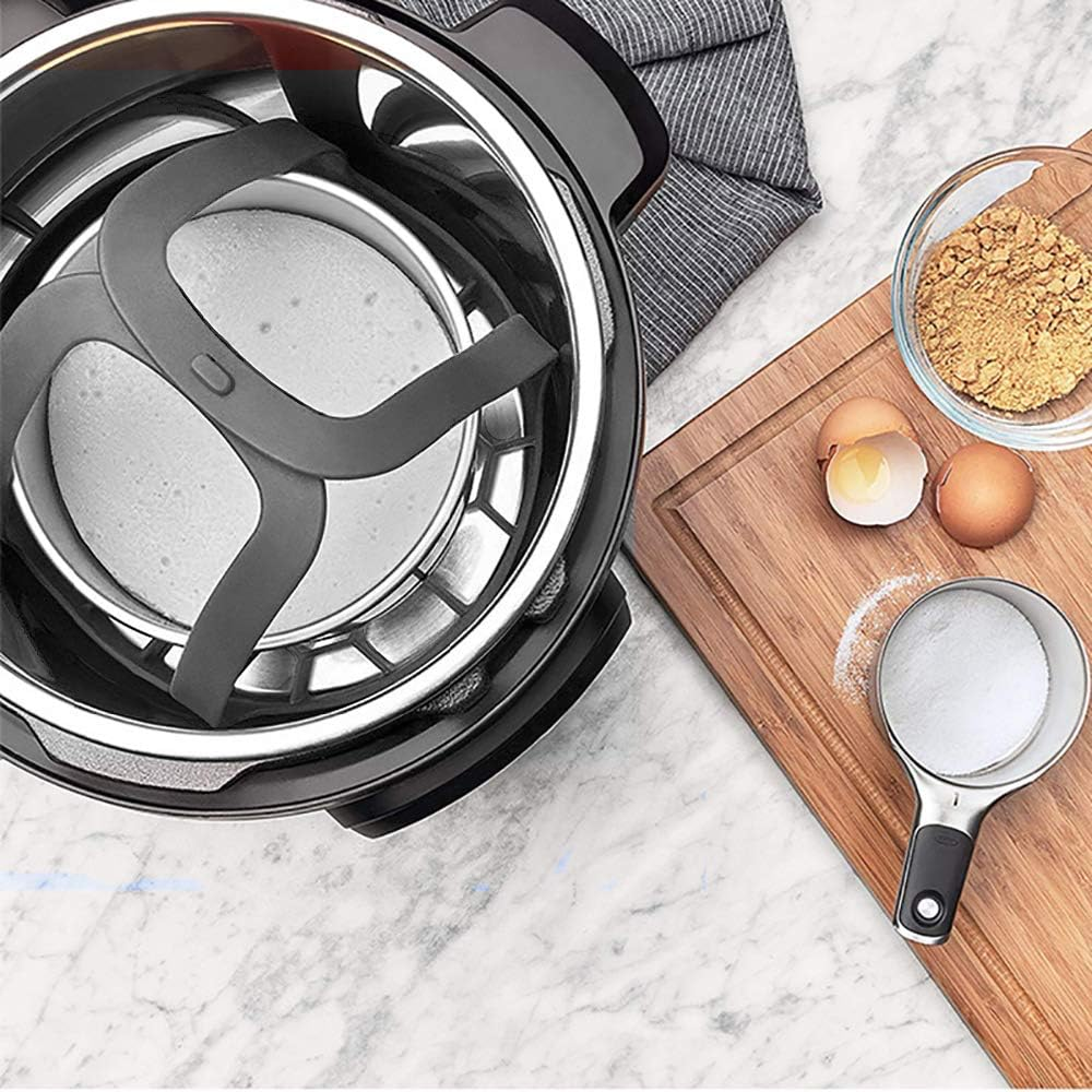 Pressure Cooker Sling, Silicone Bakeware Sling for 3Qt Instant Pot, Multi-Function Cooker Anti-Scalding Bakeware Lifter Steamer Rack，Bpa-Free Silicone Egg Steamer Rack (Gray) image number 1