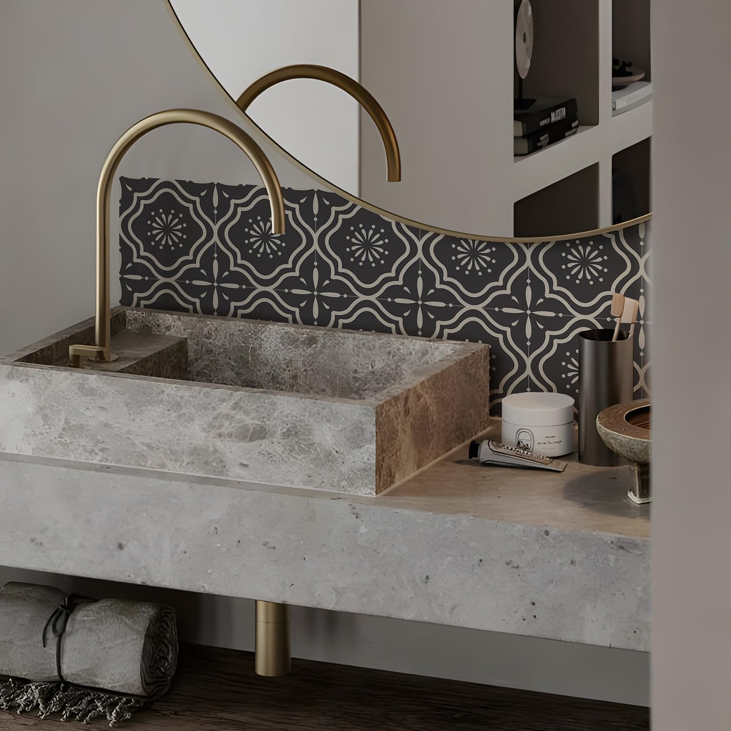 Alwayspon Tile Sticker, Sage Green Self Adhesive Stick on Tiles Transfer Sticker for Bathroom Kitchen, Splashback, Peel and Stick Vinyl Floor Wall Tiles Sticker, 10Pcsx15Cm/6Inch