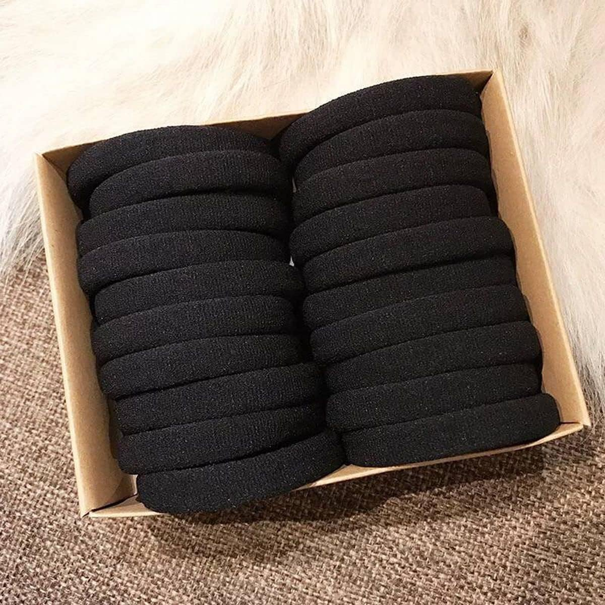 Pack of 50 Hair Bobbles Black Elastic Bands Hair Bands Hair Ties No Metal Elastic Hair Band Braid Elastic Hair Band Ponytail Elastic for Women and Girls Hair Accessories