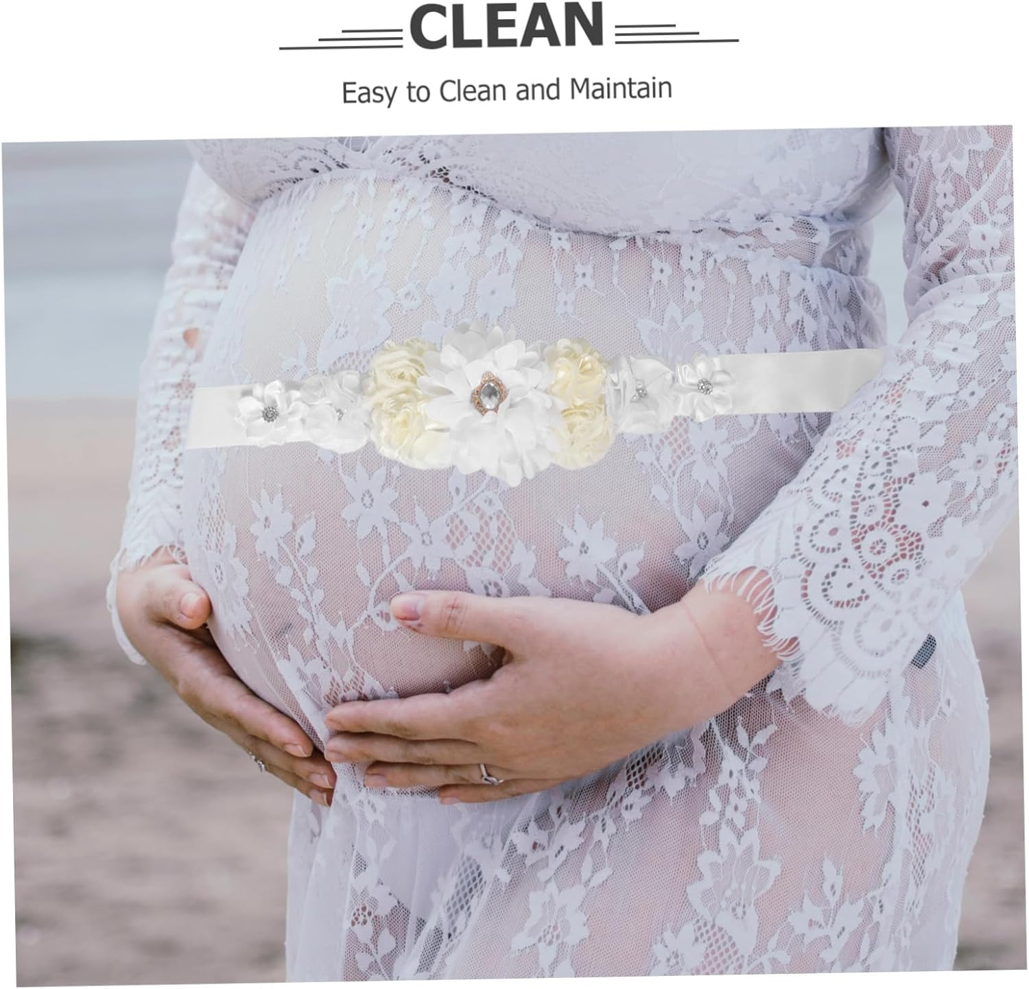 Garneck Adjustable Floral Maternity Sash Belt for Pregnant Women Breathable Soft Fabric with Back Support Stretchable Belly Band for Shower and Pregnancy Photography Props