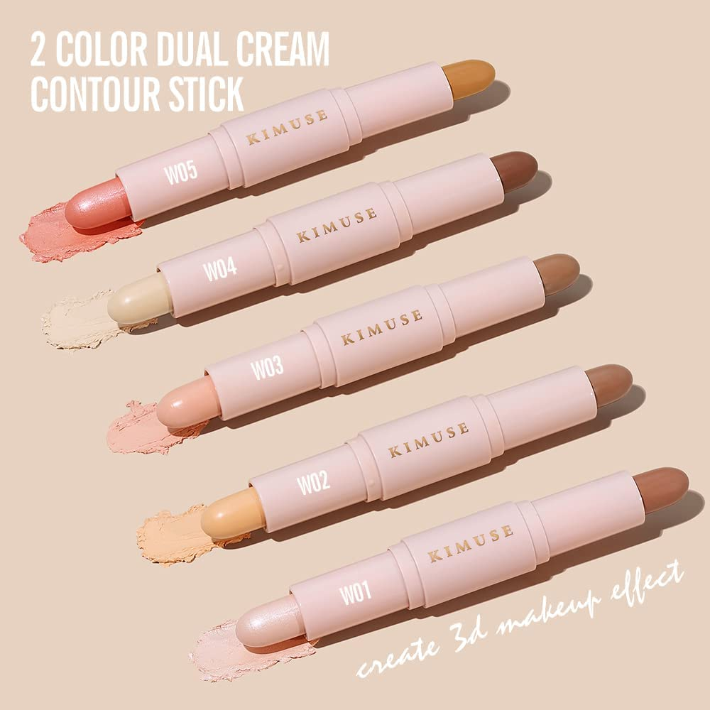 KIMUSE Dual Cream Contour Stick, 2 in 1 Contouring & Highlight Stick, Long Lasting, Smooth Easy to Blend Formula Face Contour Makeup image number 1