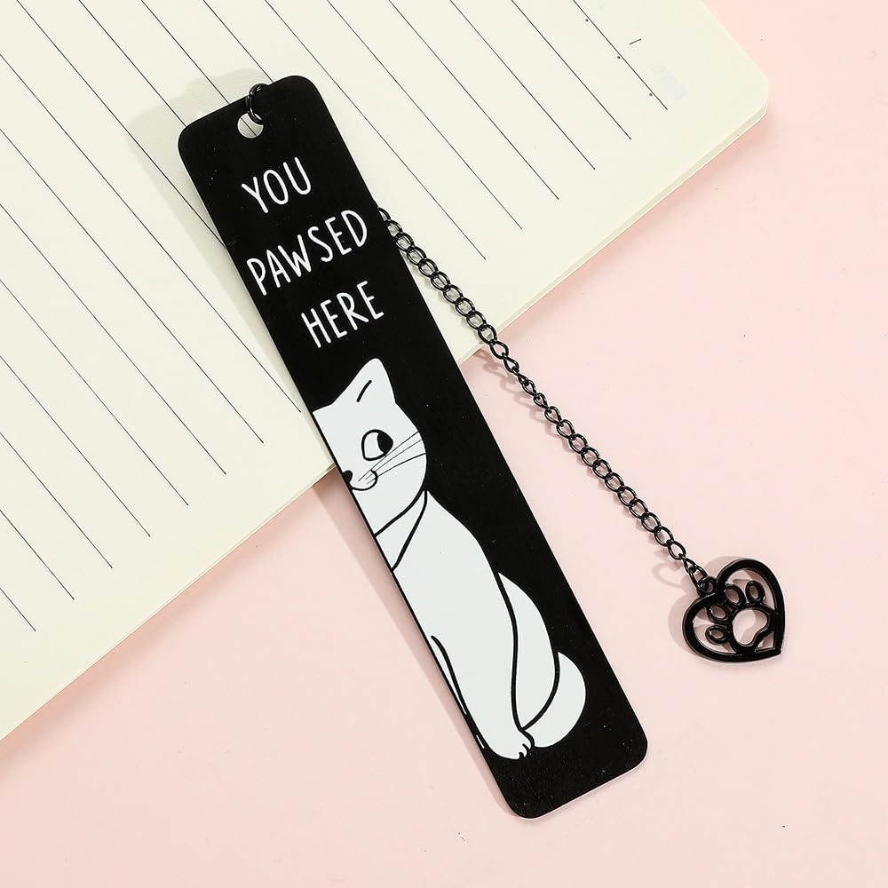 2 PCS Cute Cat Bookmark Stainless Steel Kitten Book Mark Funny Bookmarks for Women Men Teens Boys Girls