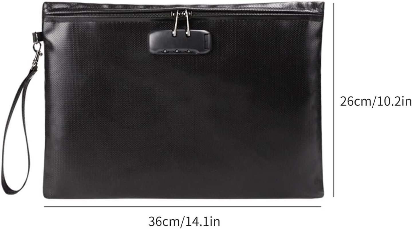 Fireproof Docume Bag with Lock Money Safe Organizer Zipper Closure Storage Pouch Pocket with 10 Cards Slot for for A4 Docume S File Cash Passport Certificates Home Office Travel image number 1
