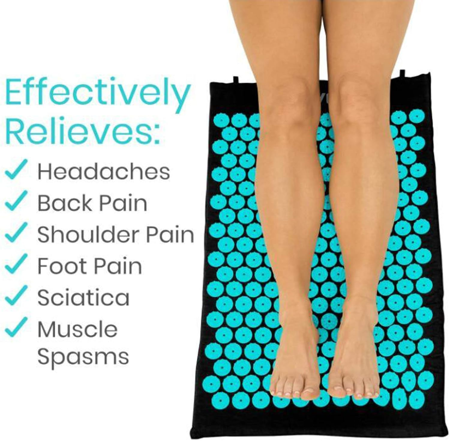 Abbraccia Acupressure Body Mat and Pillow Set, for Neck, Upper and Lower Back Pain Relief at Home - Black image number 2
