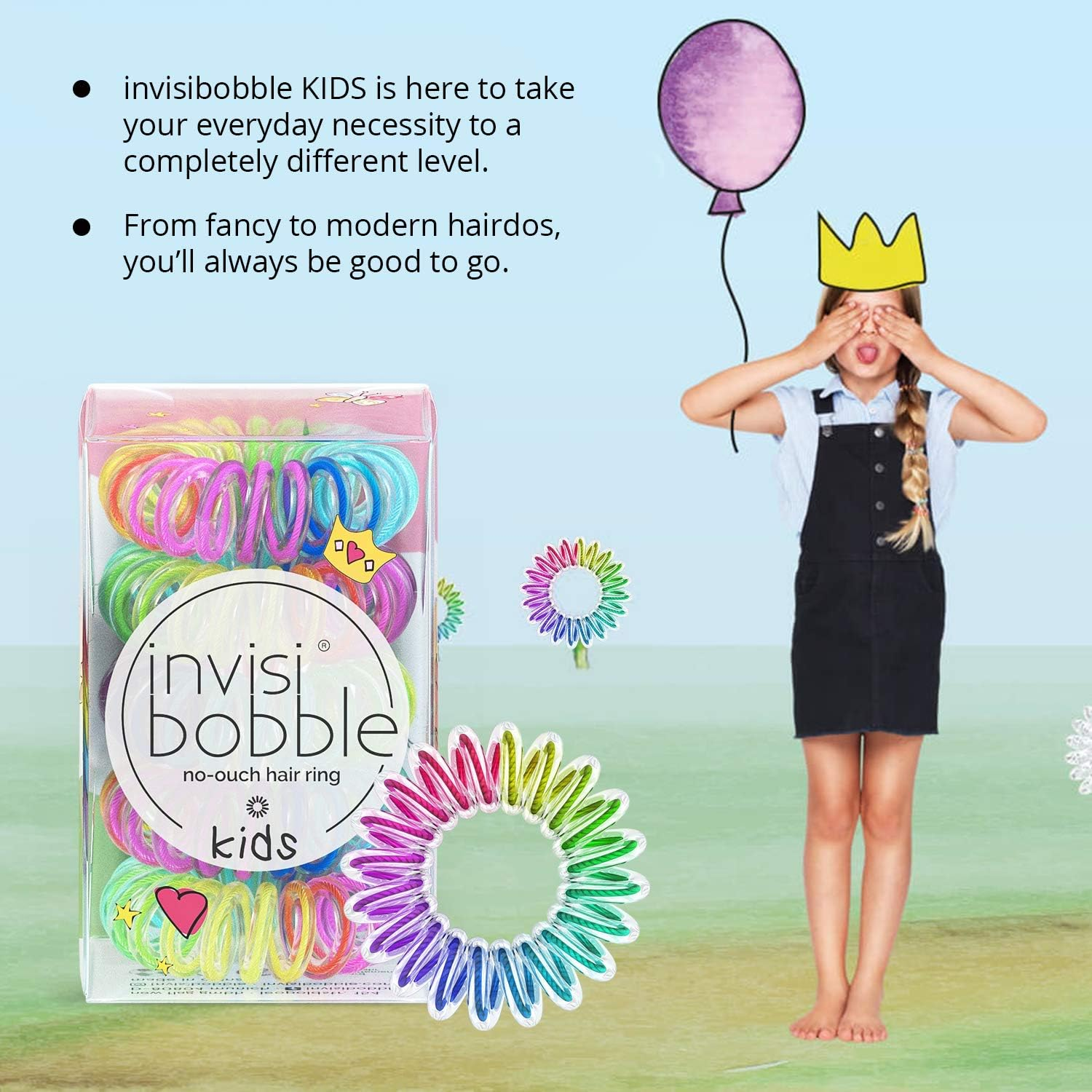 Invisibobble Kids Spiral Hair Ring - 5 Pack, Magic Rainbow - No-Ouch Coil Hair Ties with Strong Grip - Accessories for Girls Toddlers and Kids - Non-Soaking and High Wearing Comfort Updo Tool image number 2