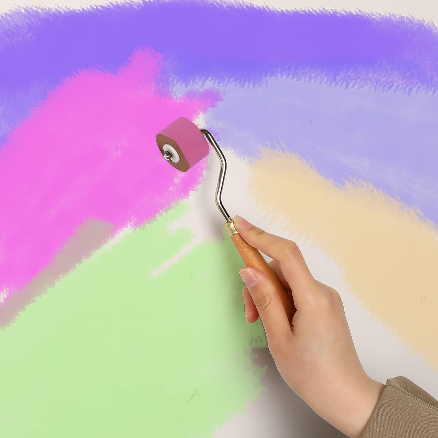 Rubber Brayer Roller for Crafting, Brayer Roller for Printmaking, Craft Stamping Brayers Roller for anti Skid Tape Construction Tools, Print, Wallpapers and Scrapbooks(0.8")