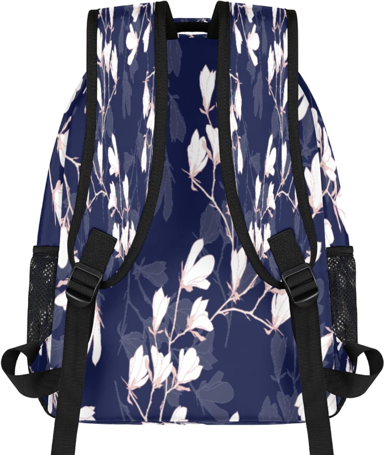 Tropicallife White Flower Pattern Backpack Lightweight Waterproof Rucksacknational Plant School Bags for Girls Boys Durable Canvas Casual Dayback with Double Mesh Side Pockets, Multi, L image number 5