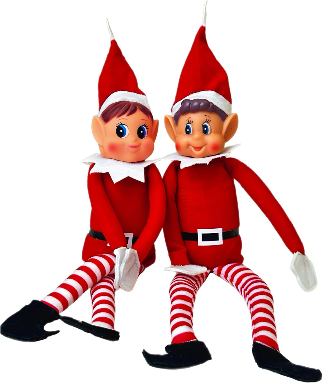 GLOW Wholesale Elfie (Boy) and Elvie (Girl) Set Fun and Playful Elves Behavin' Badly Figure with Soft Body and Vinyl Face-Set of 2, Red image number 5