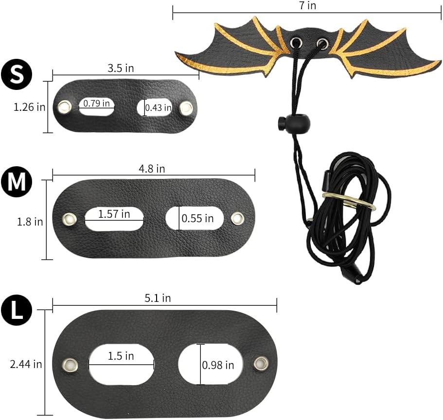 Adjustable Bearded Dragon Leash Harness,3 Size Pack Leather Wings Safty Walking Leash for Bearded Dragon Lizard Reptiles (Black) - Blue image number 6