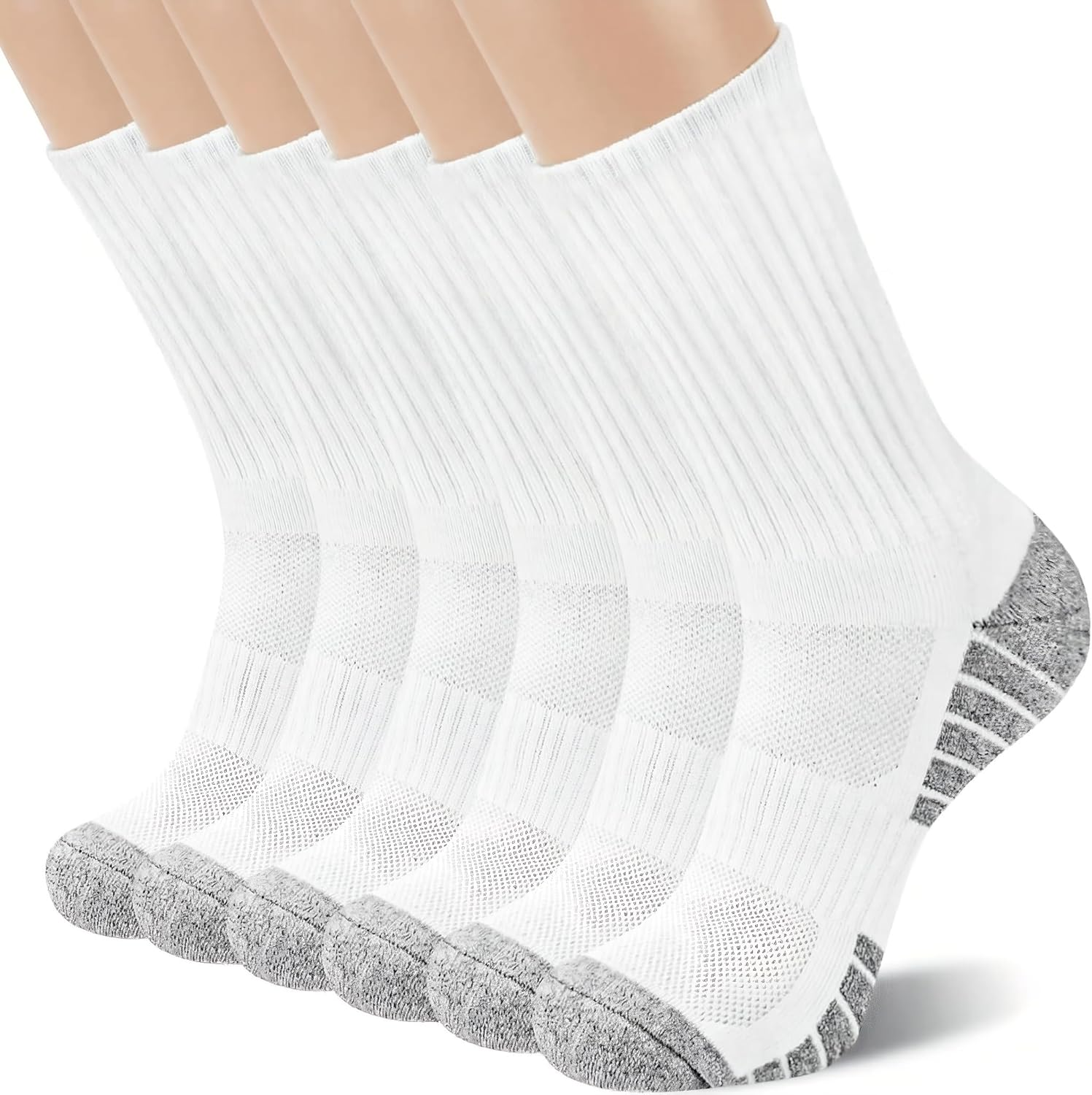 COZY CORE 6 Pairs Athletic Socks Cotton Cushioned Crew Running Socks for Men/Women,Sport Calf Socks Performance Cushioned & Breathable for Running Sports Training Hiking Gym Tennis image number 2