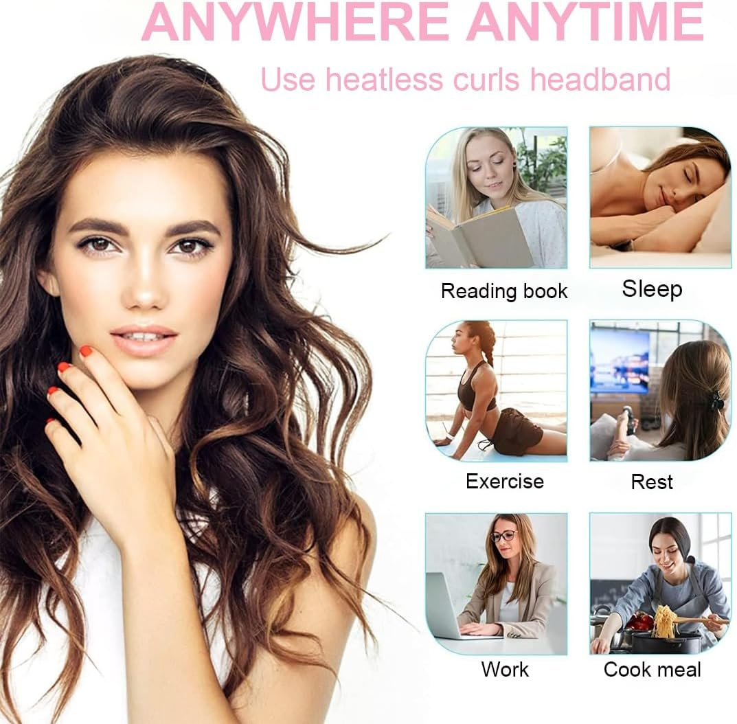 Curlers Curls without Heat, Curls without Heat, No Heat Curls for Sleeping, Heatless Curls Band Velvet Overnight for Medium Long Hair image number 1