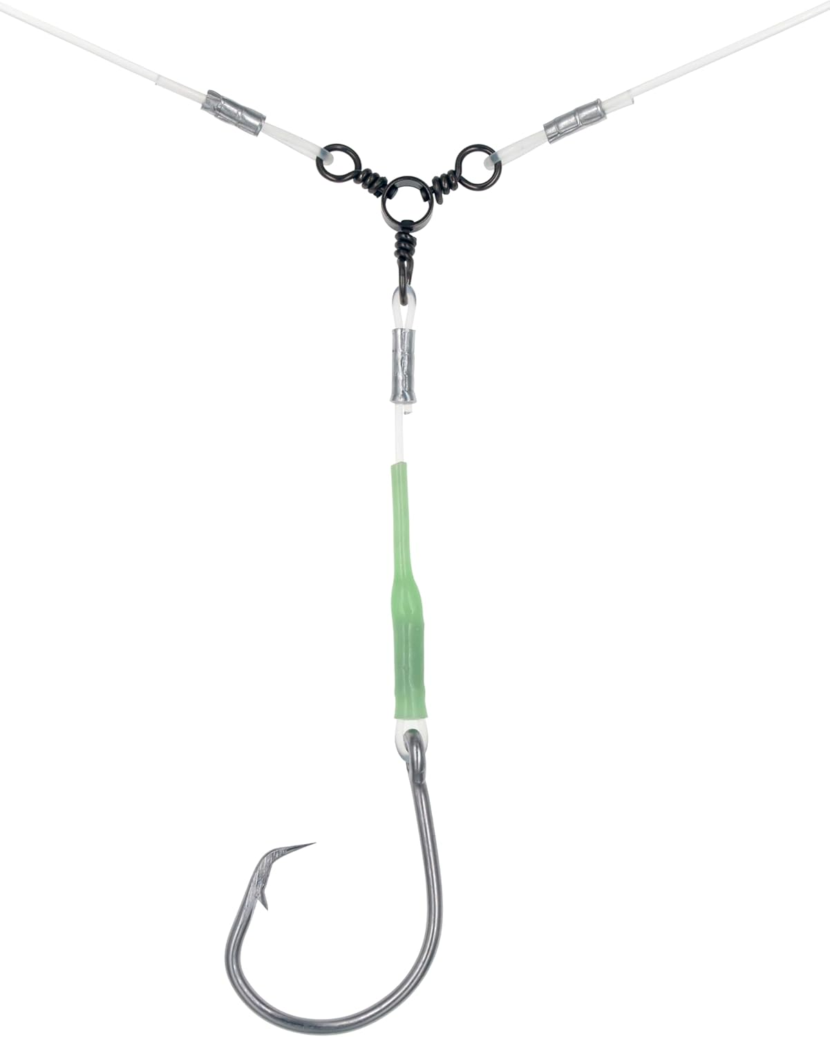 Deep Drop Rig, 5 Stainless Steel Tuna Circle Hooks with Glow Sleeves, Snapper, Tilefish Rig, Saltwater Offshore, Hooks Size 8/0, 9/0, 10/0, 11/0, 12/0, 13/0, 14/0, 15/0, 16/0 image number 3