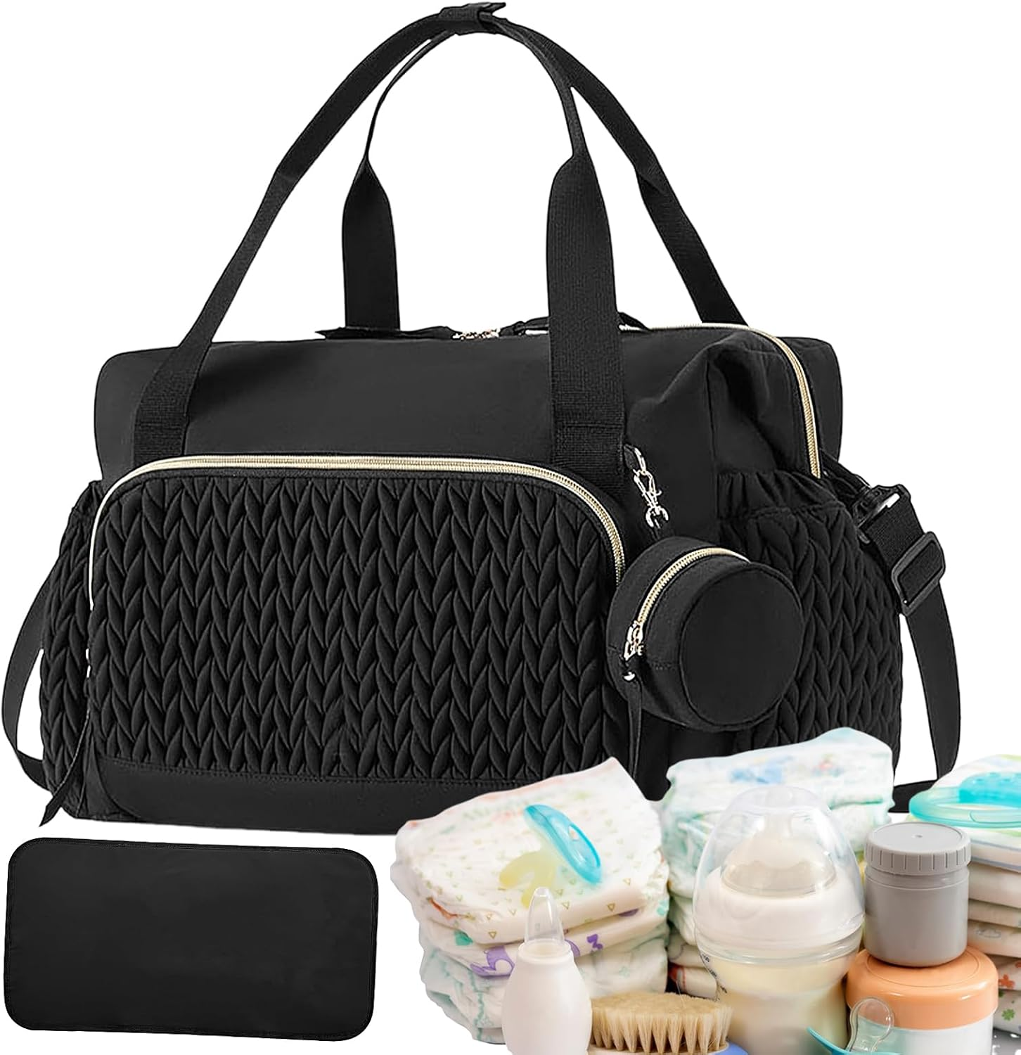 Diaper Bag &ndash; Spacious Baby Tote, Portable Storage Case | Reusable Storage Solution, Convenient Travel Carryall for Childcare Supplies Home Outings Stroller Organization