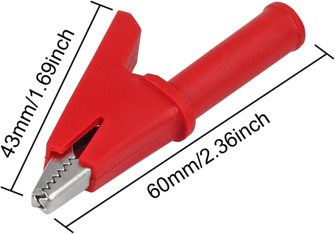 DIANN 10Pcs Alligator Clips Full Insulated Crocodile Clips with 4Mm Socket Banana Jack Copper Test Clamp Wire Clip 30A for Electric Testing image number 1