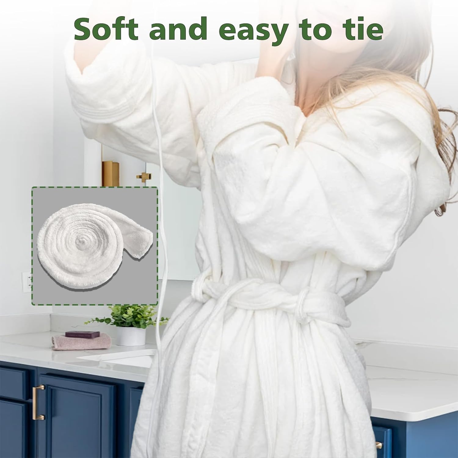 INCAUCA White Robe Belt Replacement, Thick Flannel Robe Tie, 170 Cm Long Bathrobe Belt, Unisex Soft Pajamas Replacement Fixed Belt for Women Men