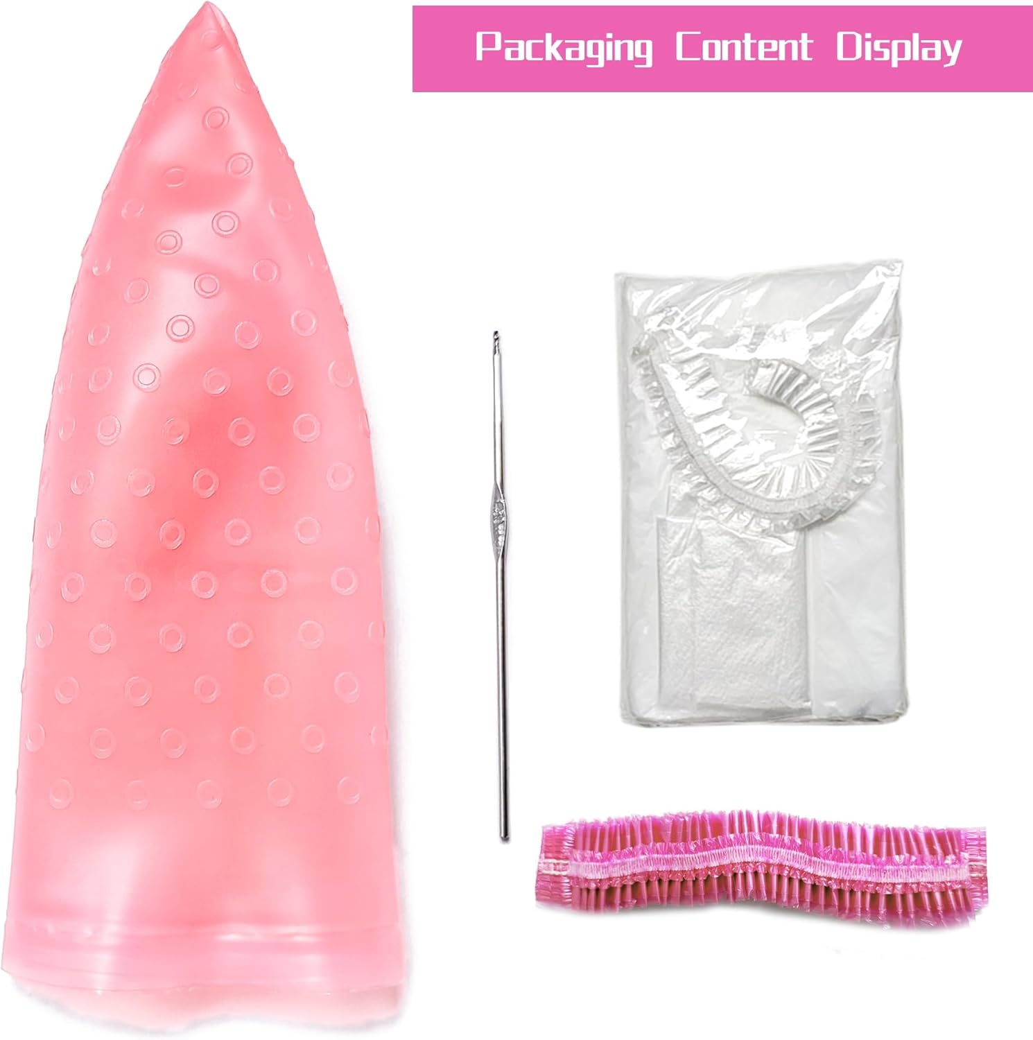 9 Pcs Highlight Cap Kit, Silicone Highlighting Cap Hair Dye Cap with Holes Reusable Highlighting Cap with Hook for Home Salon Professional Hairdressing Dyeing Staining Tools Set for Women Men