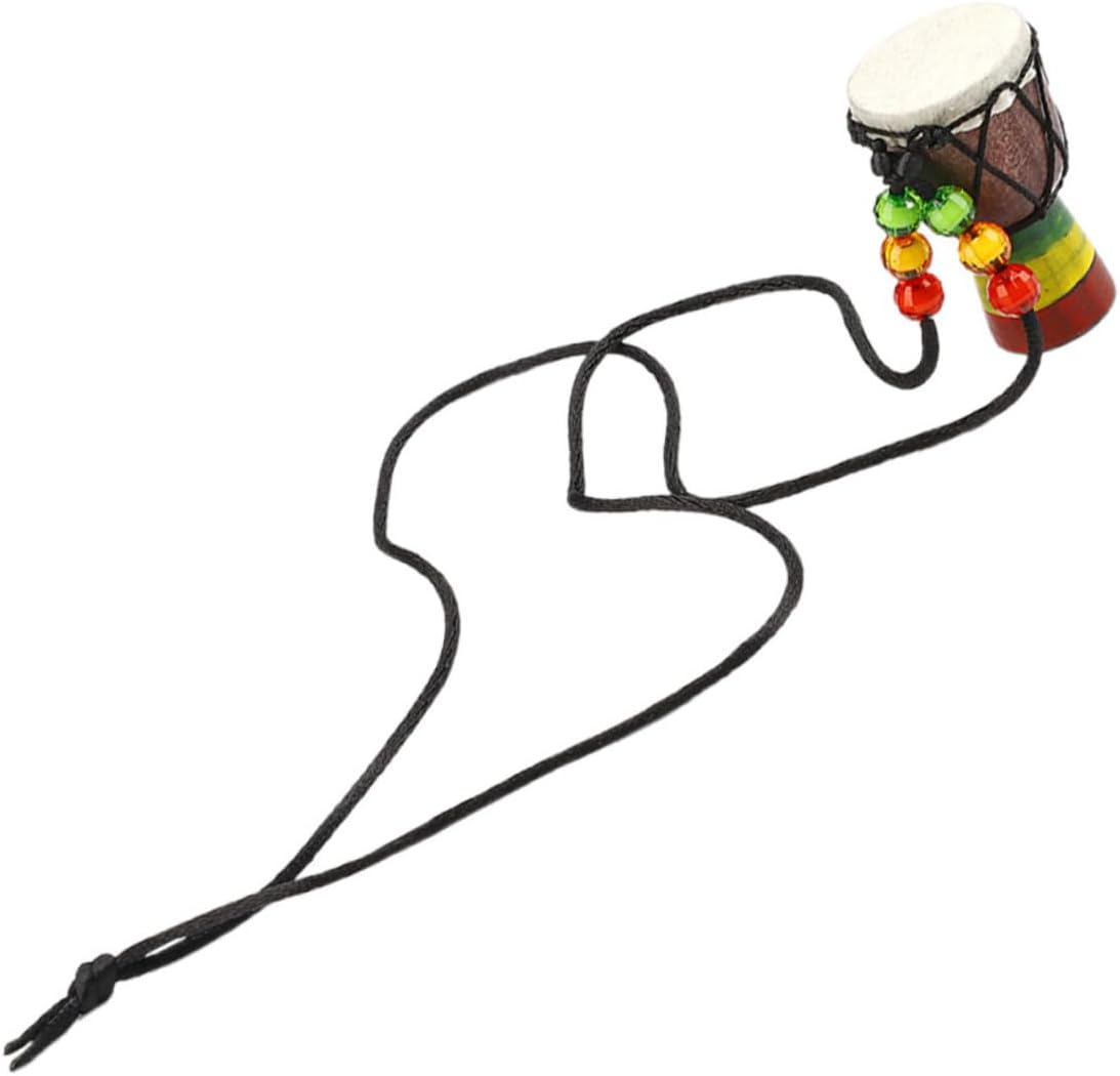 Alasum Wooden Djembe Drum Necklace Mini African Drum Pendant Percussion Instrument Jewelry for Kids Adults Party Favor Supplies image number 3