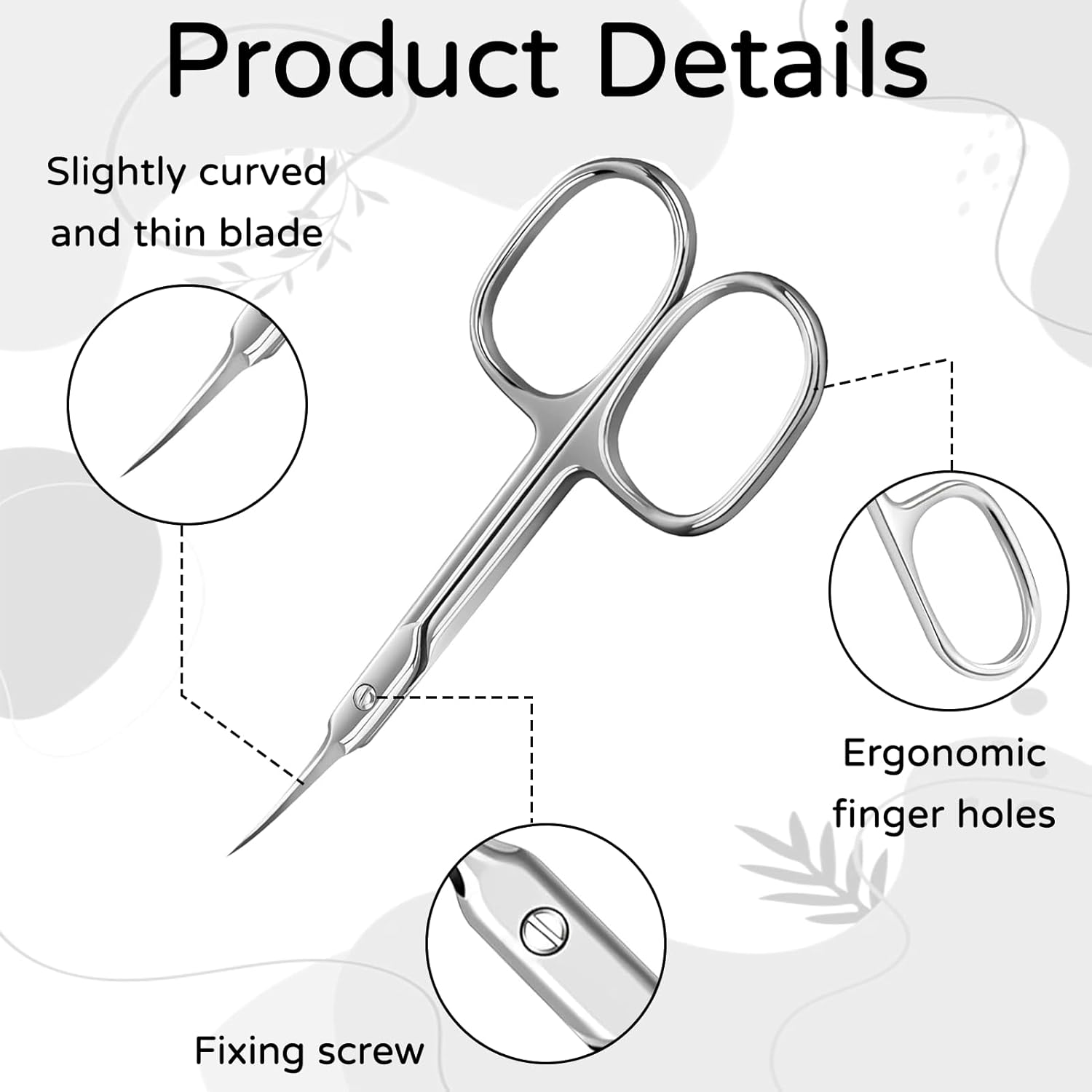 Cuticle Scissors, Extra Fine, Cuticle Scissors, Cuticle Cutter, Professional Cuticle Scissors with Curved Tip for Precise Shortening, Removal of Cuticles, Eyebrows and Eyelashes image number 4