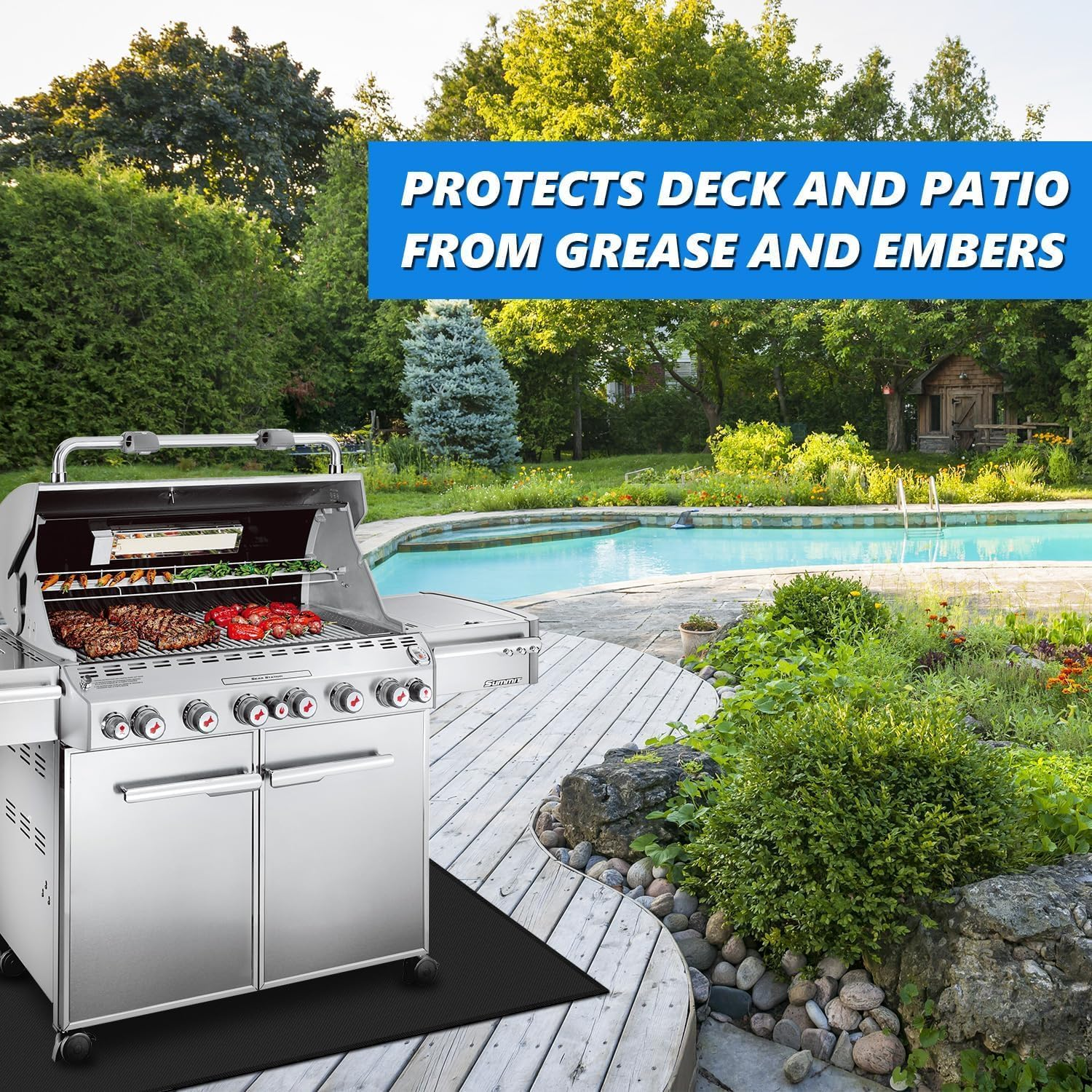 Non-Stick Grilling Mat for Outdoor Grill, Waterproof BBQ Grill Mat, Large Barbecue Insulation Mat, Easy to Clean BBQ Baking Pad, Flame-Retardant Mat for Gas Grill Charcoal Electric Grill (39X72 INCH) image number 5