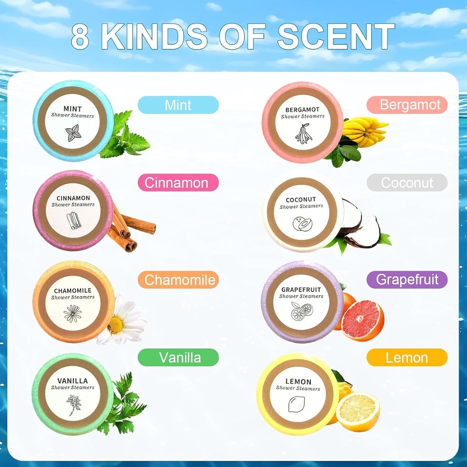 8Pcs Steamer Aromatherapy Shower with Surprise inside Organic Bubble Bath Bomb, Flower Bombs Bath Salts Self Care Shower Tablets, Relaxation Home SPA for Women Relaxation, Valentines Day Gifts for Teens and Adults image number 2