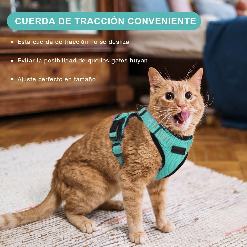 Voarge Cat Harness, Adjustable with 150 Cm Leash, Safety Cat Harness for Small Medium Large Adult Cats, Puppies, Cat Harness for Walking Travel(Light Blue, S) image number 5
