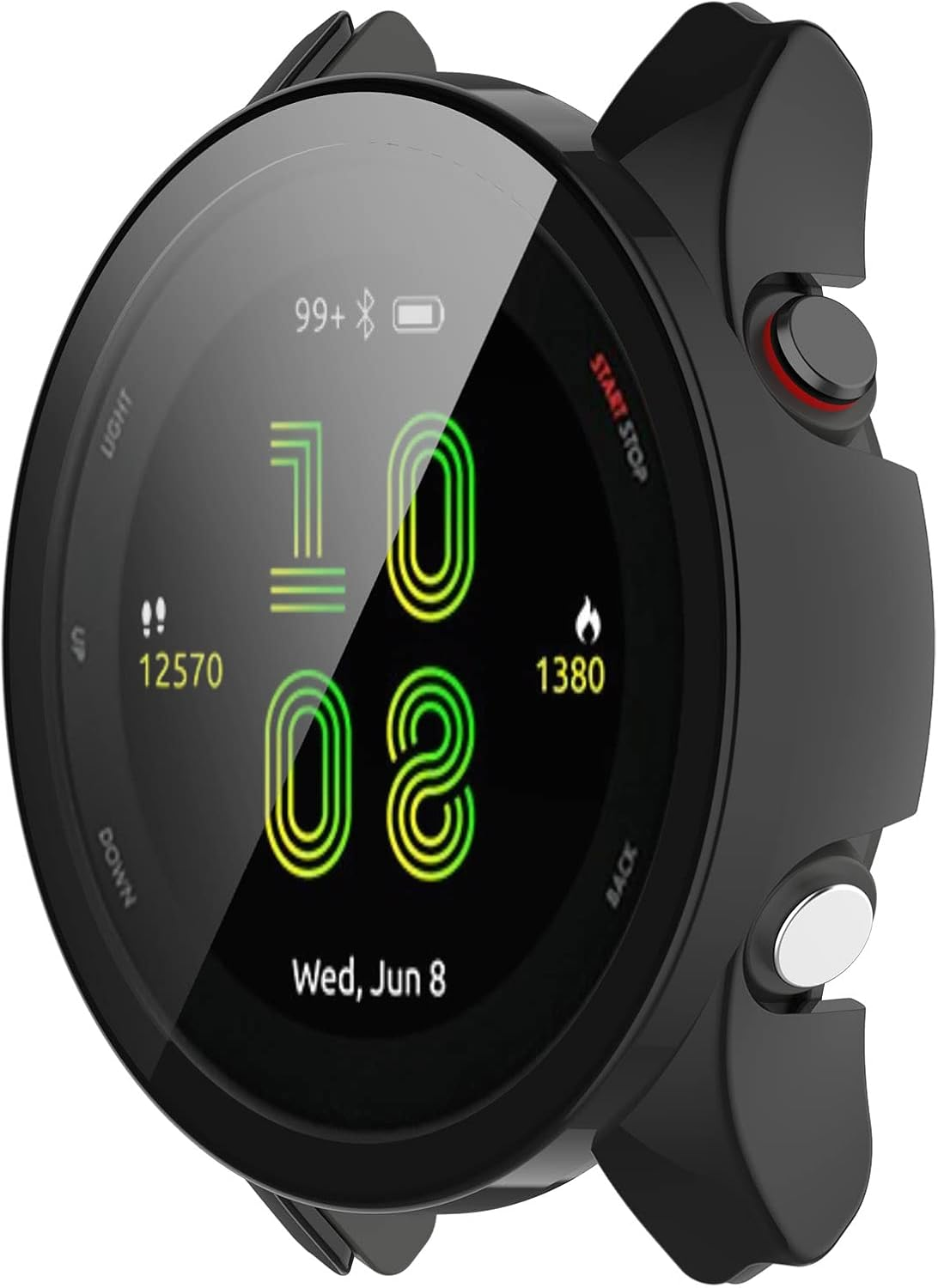 Protective Case Compatible with Garmin Forerunner 255 255 Music/255S 255S Music Screen Protector Hard PC Full Cover Tempered Glass Shell Protector Cases for Forerunner 255/255S Case,Black*2 image number 3