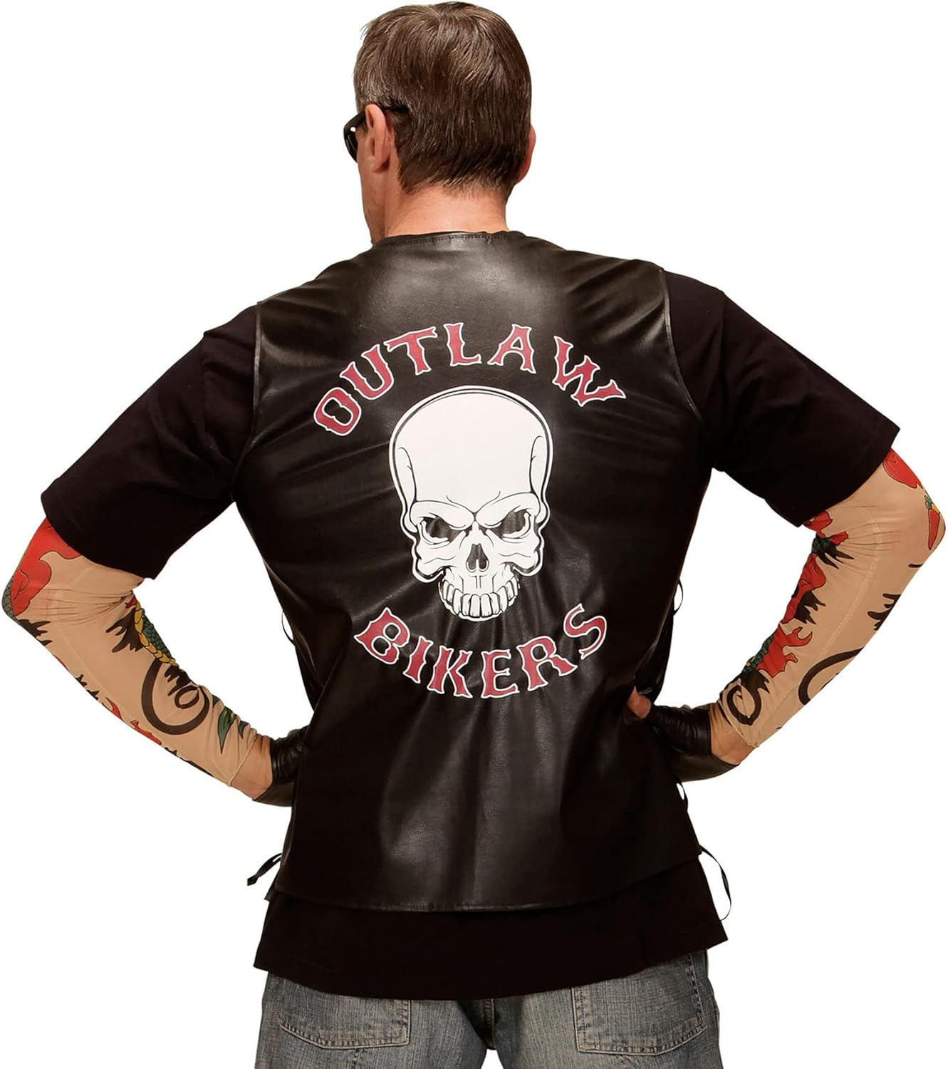 Widmann - Kost&uuml;m Biker Weste Outlaw, Im Lederlook, Rocker, Faschingskost&uuml;me, Karneval, Halloween