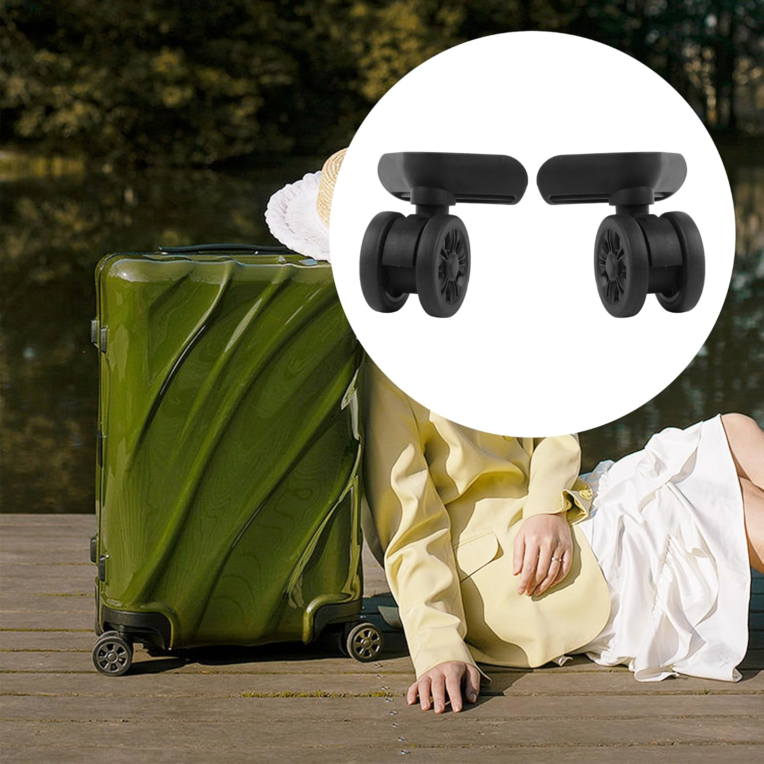 RDEXP 55Mm Dia Swivel Wheels Travel Luggage Replacement W311 Wheels Pack of 2, Black image number 1