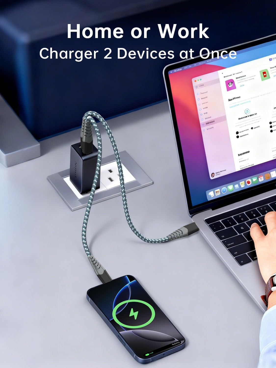 240W Short USB C to USB C Cable (0.5M, 2 Pack), Fast Charging USB C Cable Compatible for Iphone 17/17Plus/17Pro/Max, Macbook Pro/Air, Ipad Pro/Air/Mini Galaxy S25/S24/S23 Pixel Laptop Switch image number 6