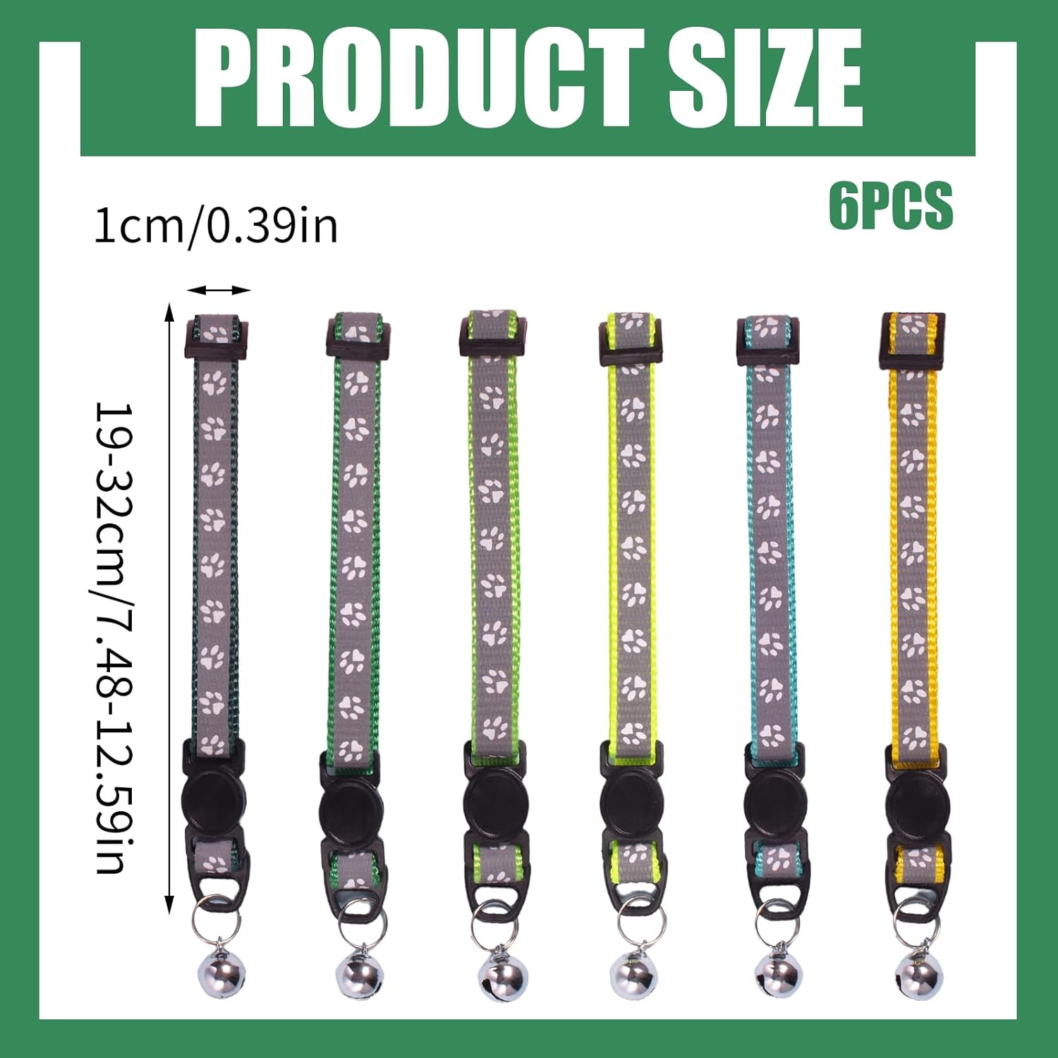 6 Pieces Pet Kitten Collars, Adjustable Kitten Collar, Reflective Cat Collar Pack with Bell, Kitten Collar Safety Quick Release Buckle, for Girl Male Cats Pet Supplies Stuff Accessories (Multicolorb) image number 4