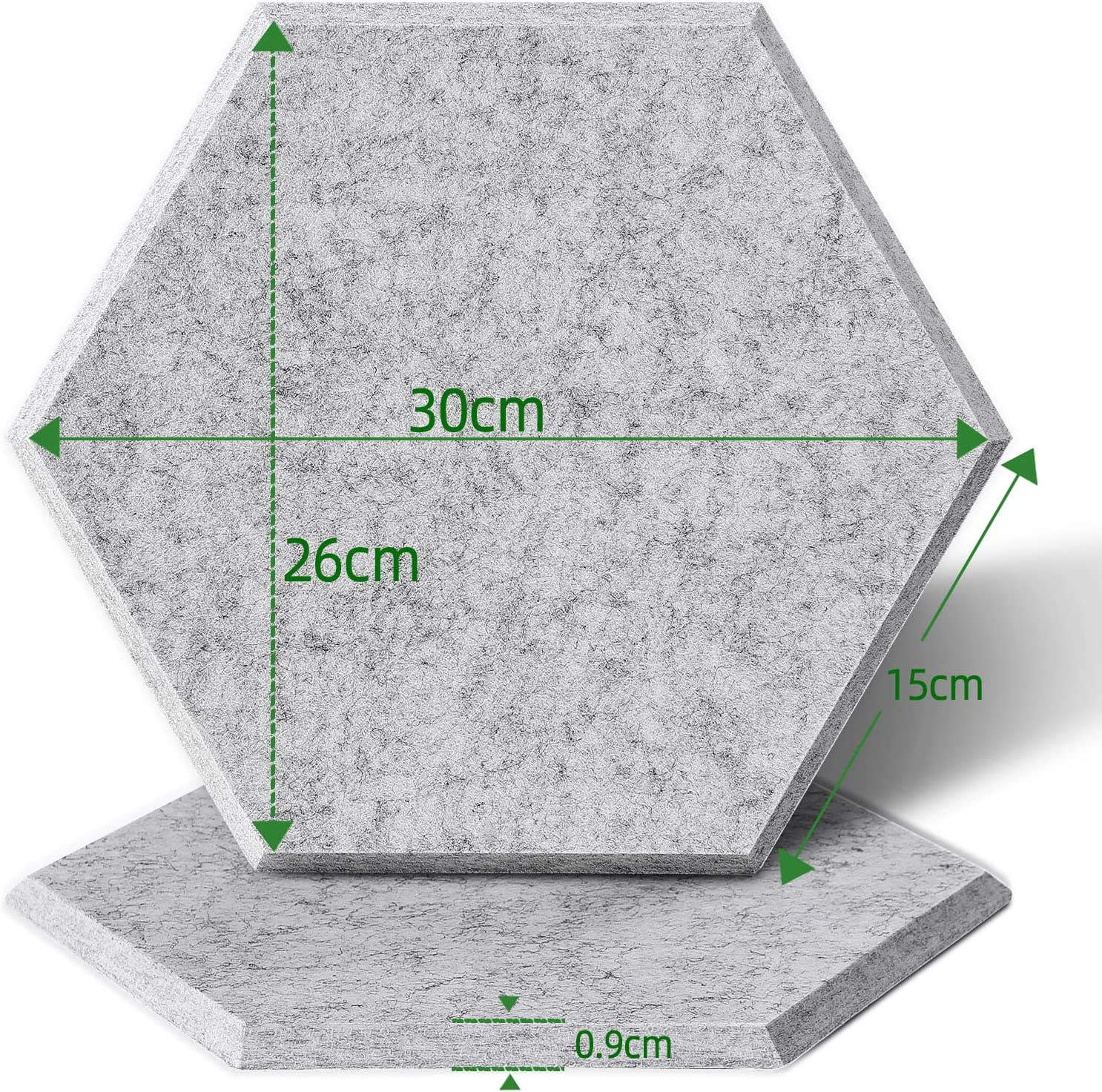 12 Pack High Density Acoustic Absorption Panels, Soundproofing Foam Sound Proof Panels for Wall and Ceiling Regular Hexagon image number 6