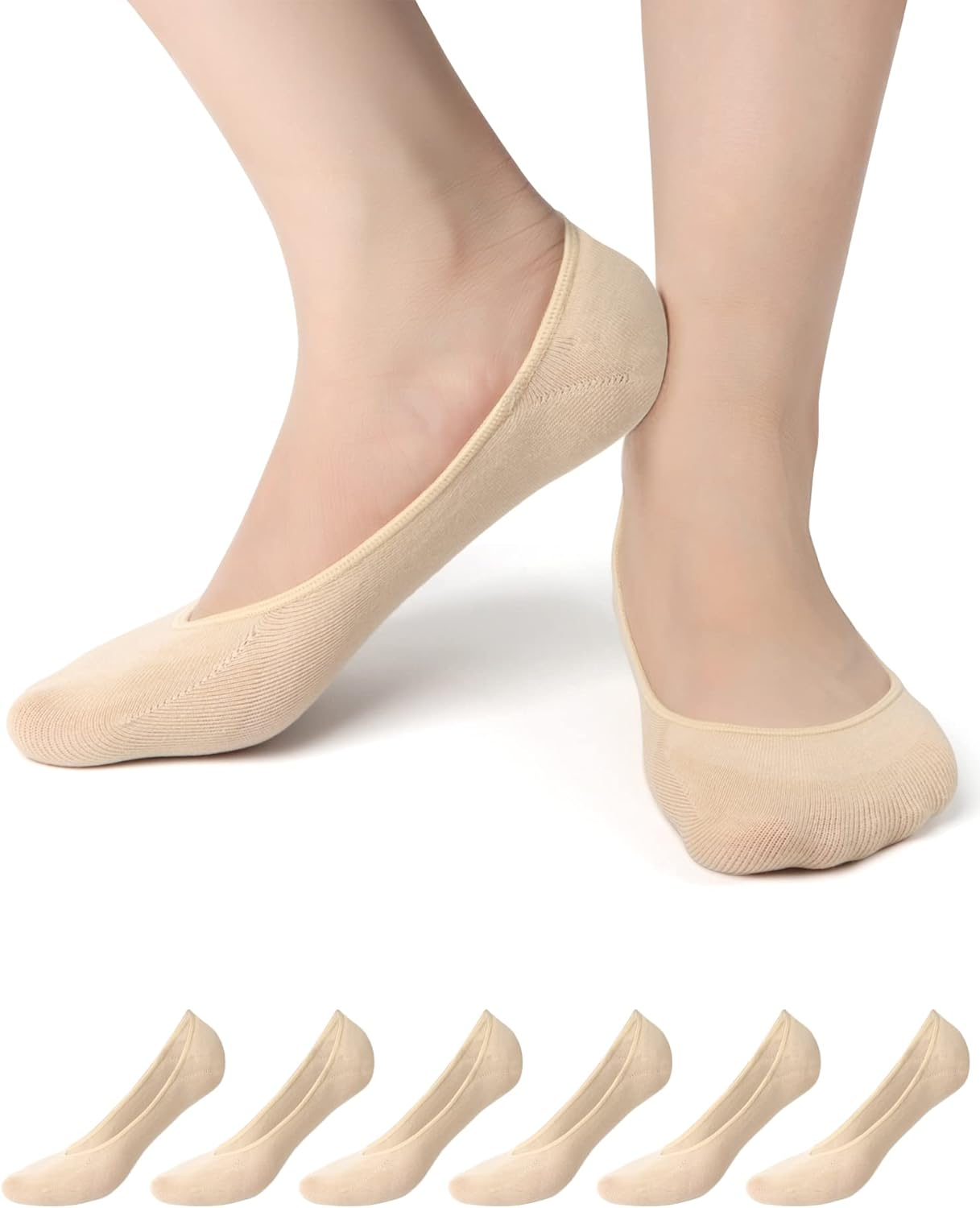 Women No Show Socks - 6 Pairs Non Slip Lace Invisible, Lace Women Shoe Liners Ladies Ultra Low Cut Liner Lace Boat Socks for Sneakers High-Heel Shoes