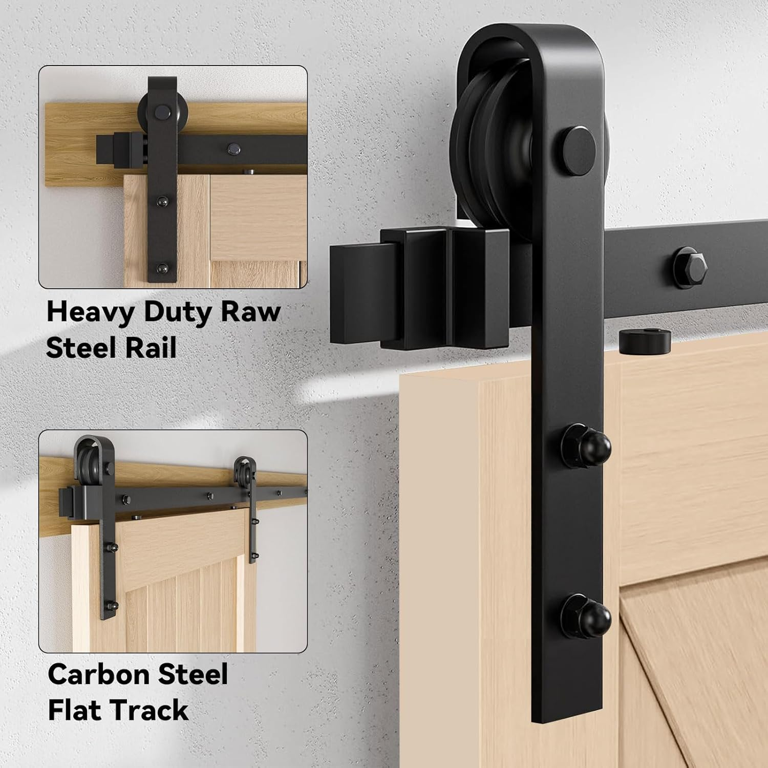 1.83M/6FT Sliding Barn Door Hardware Kit, Heavy Duty Carbon Steel, Smooth and Quiet Operation, DIY Sliding Barn Door Kit Fit 36"-40" Wide Door Panel for Bedroom Living Room Sliding Barn Door Hardware image number 6
