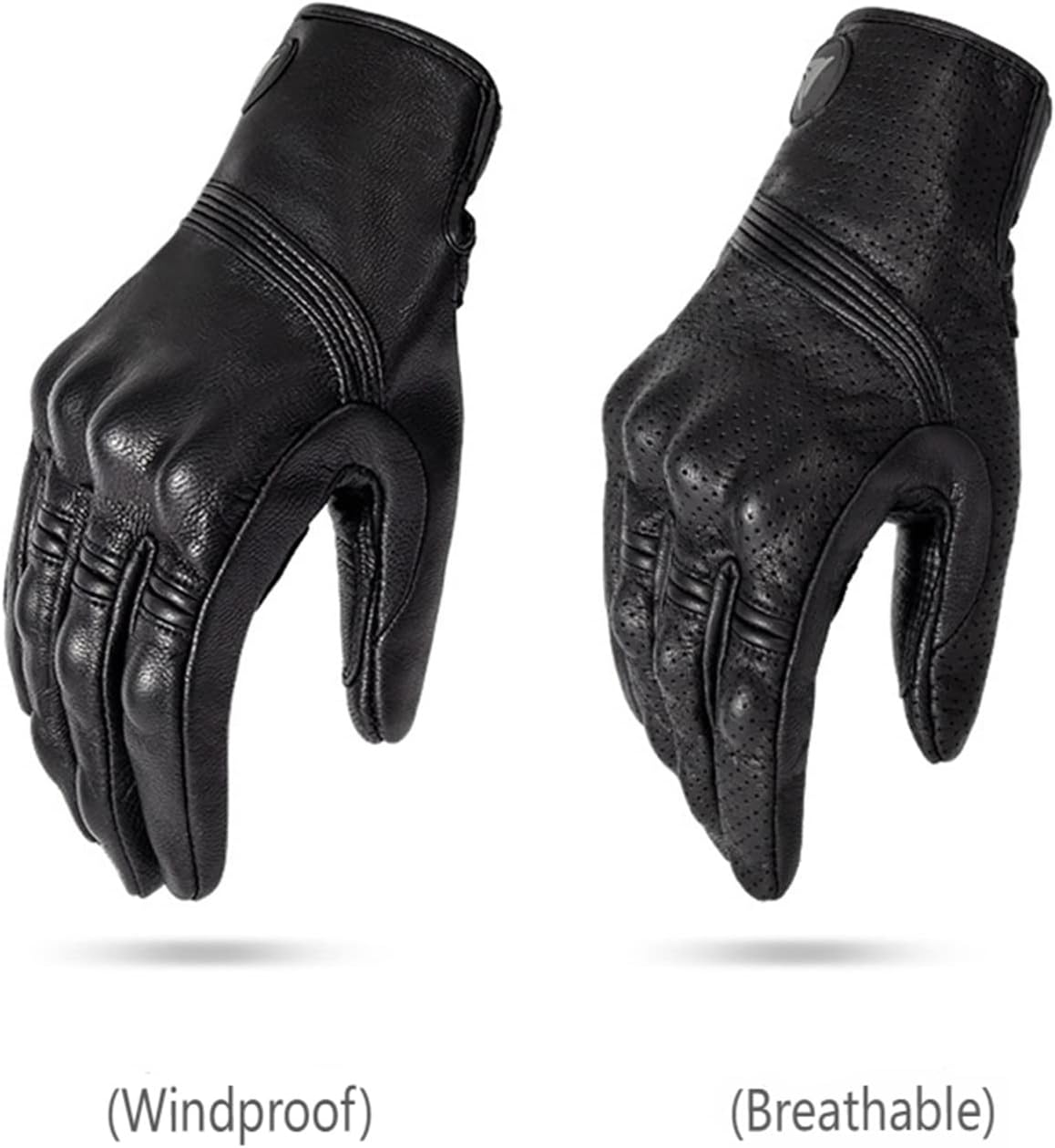 KANGYEBAIHUODIAN Motorcycle Gloves Mens Motocross Cycling Long Warm Retro Leather Full Finger for Racing Spring Classic Touch Screen Cool (Color : Non Perforated, Size : M) image number 1
