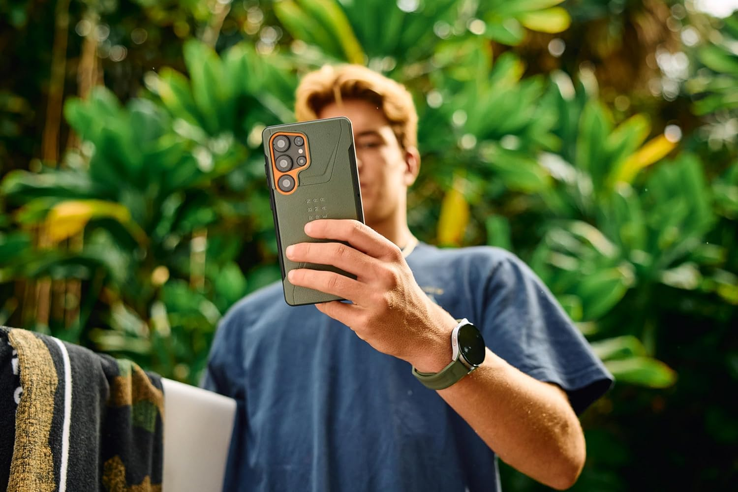 URBAN ARMOR GEAR Civilian Magnet - Samsung Galaxy S25 - Olive Drab/Orange Phone Cover for Outdoor Activities and Travel