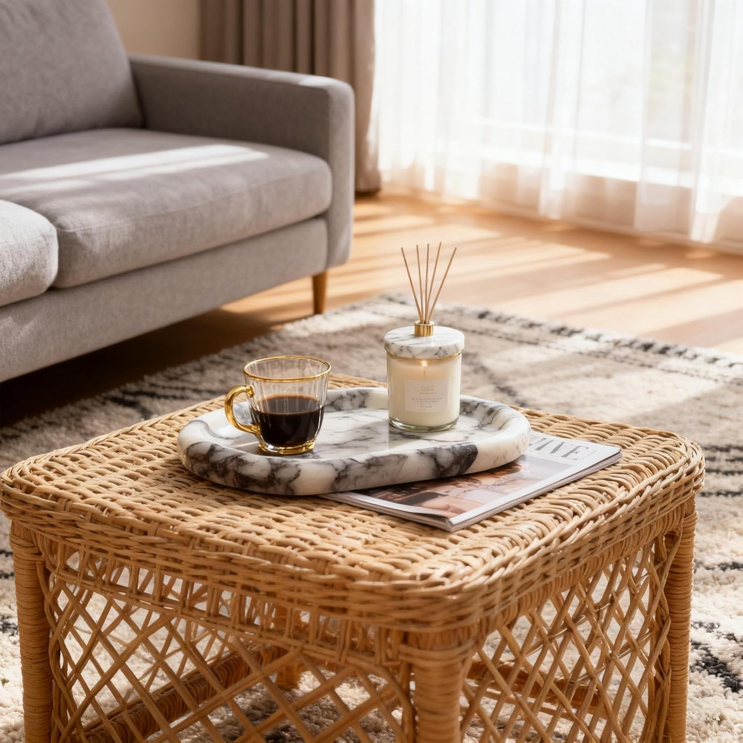 Real Luxurious Natural Marble Vanity Tray Genuine Marble Stone Storage Tray for Home Decor Bathroom/Kitchen/Vanity/Dresser Non-Resin Irregular Shape (Baogeli-Black), YULIN-FEI-01 image number 4