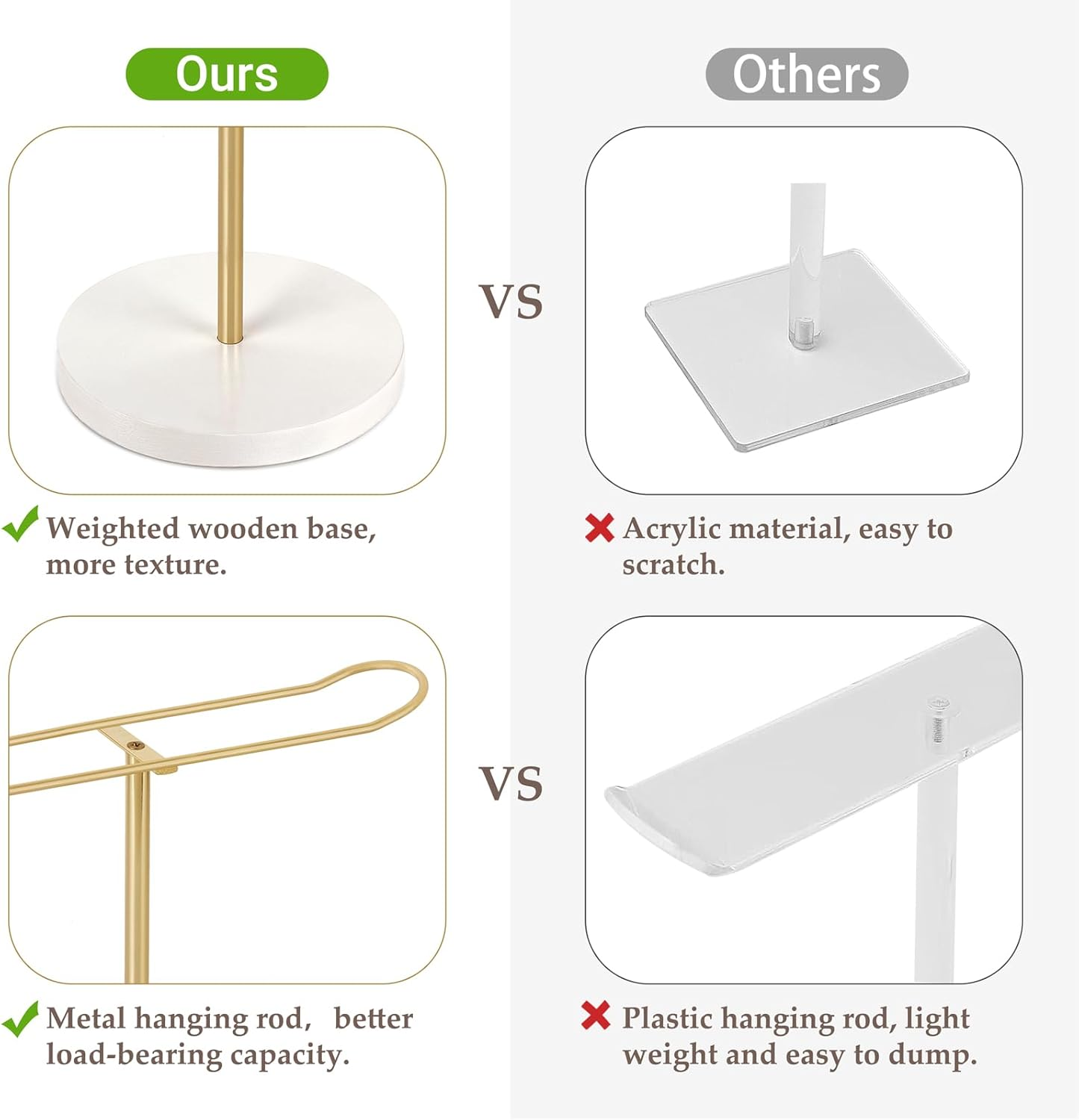 Dahey Headband Holder Metal Headband Organizer Hair Hoop Display Stand, Modern Hair Accessories Organizer Storage Hair Ropes Bracelets Bangles College Dorm Room Decor for Women and Girls, Gold image number 5