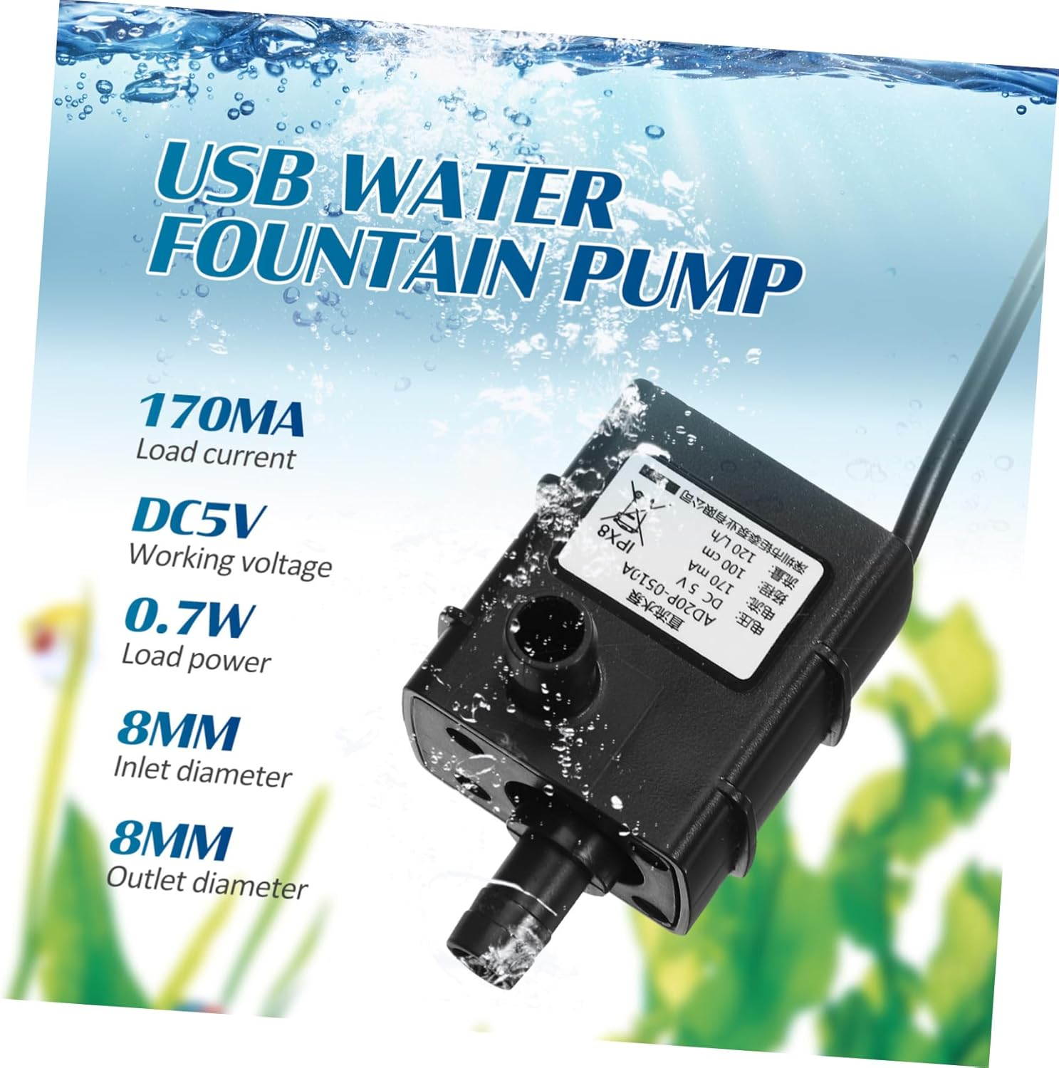 SUPVOX 5Pcs Mini Submersible Water Pump USB Powered for Cat Water Fountain Aquarium Fish Tank image number 5