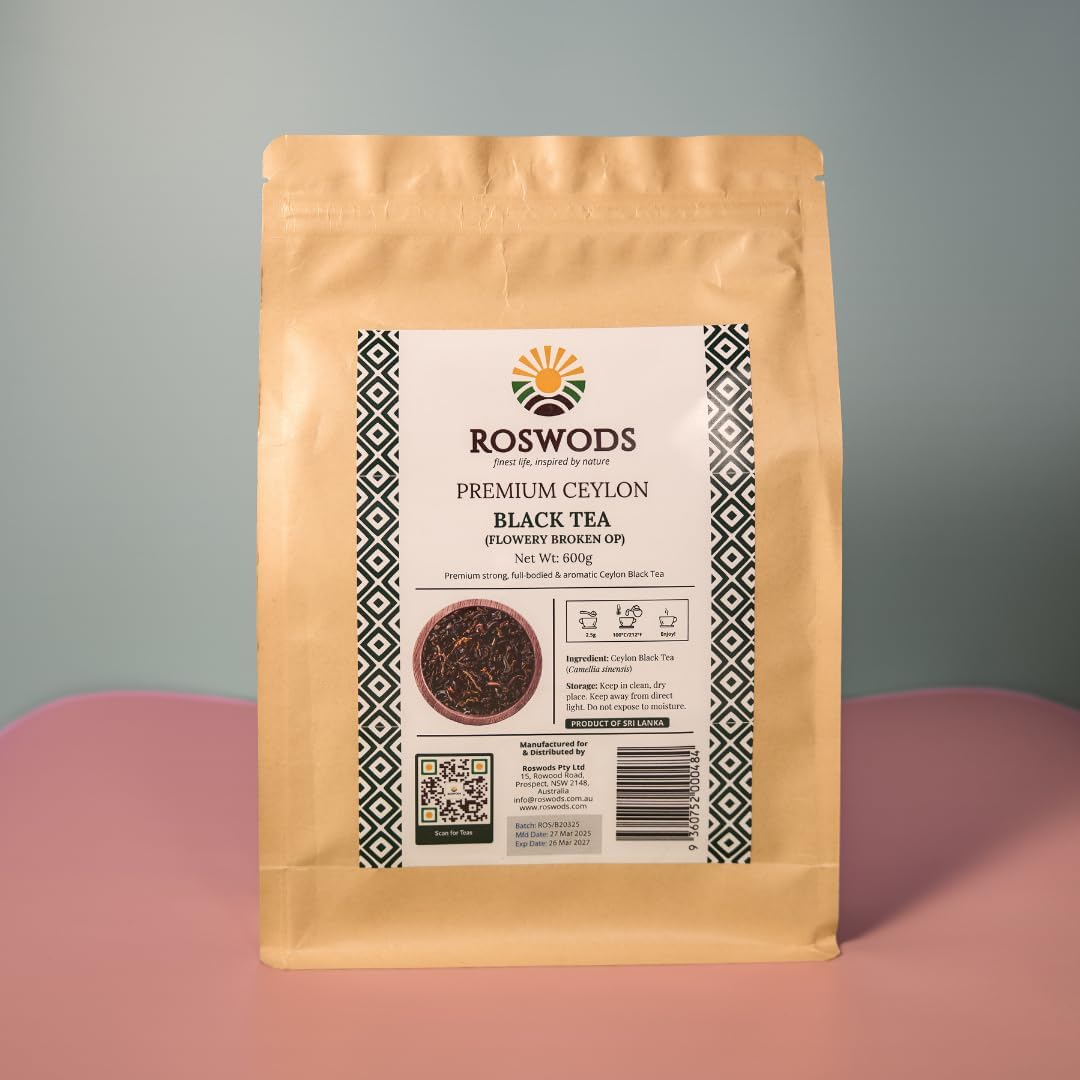 Ceylon FBOP Black Tea Loose Leaf &ndash; Medium-Strength, Premium Flowery Broken Orange Pekoe &ndash; Rich Aroma & Balanced Flavor &ndash; 600G Resealable Pack &ndash; Product of Sri Lanka image number 2