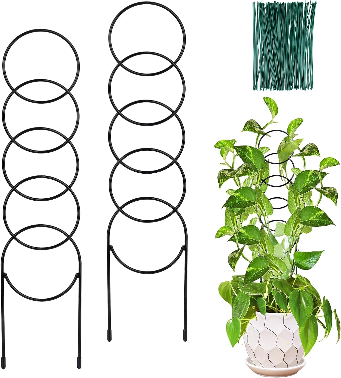 17.5 Inch Indoor Plant Trellis for Climbing Plants,Metal Trellis,Small Garden Trellis for Potted Plants,Plant Stakes for Indoor Plants Accessories Hoya,Flower,Plant Support (Golden-Metal)