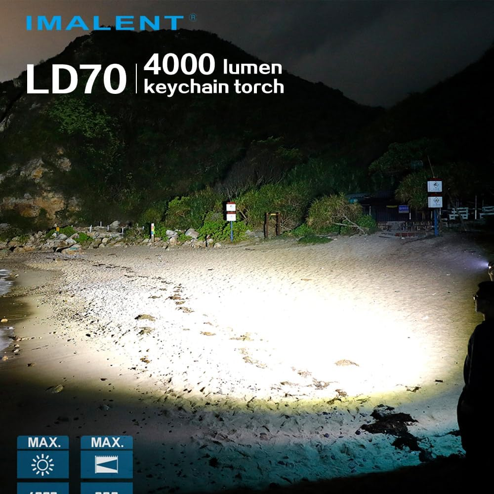 IMALENT LD70 Mini 4000 Lumens USB-C Rechargeable Flashlight Waterproof Super Bright LED Torch for Camping Hunting Emergency Portable Search Light with Long Runtime (Black) - Black image number 6